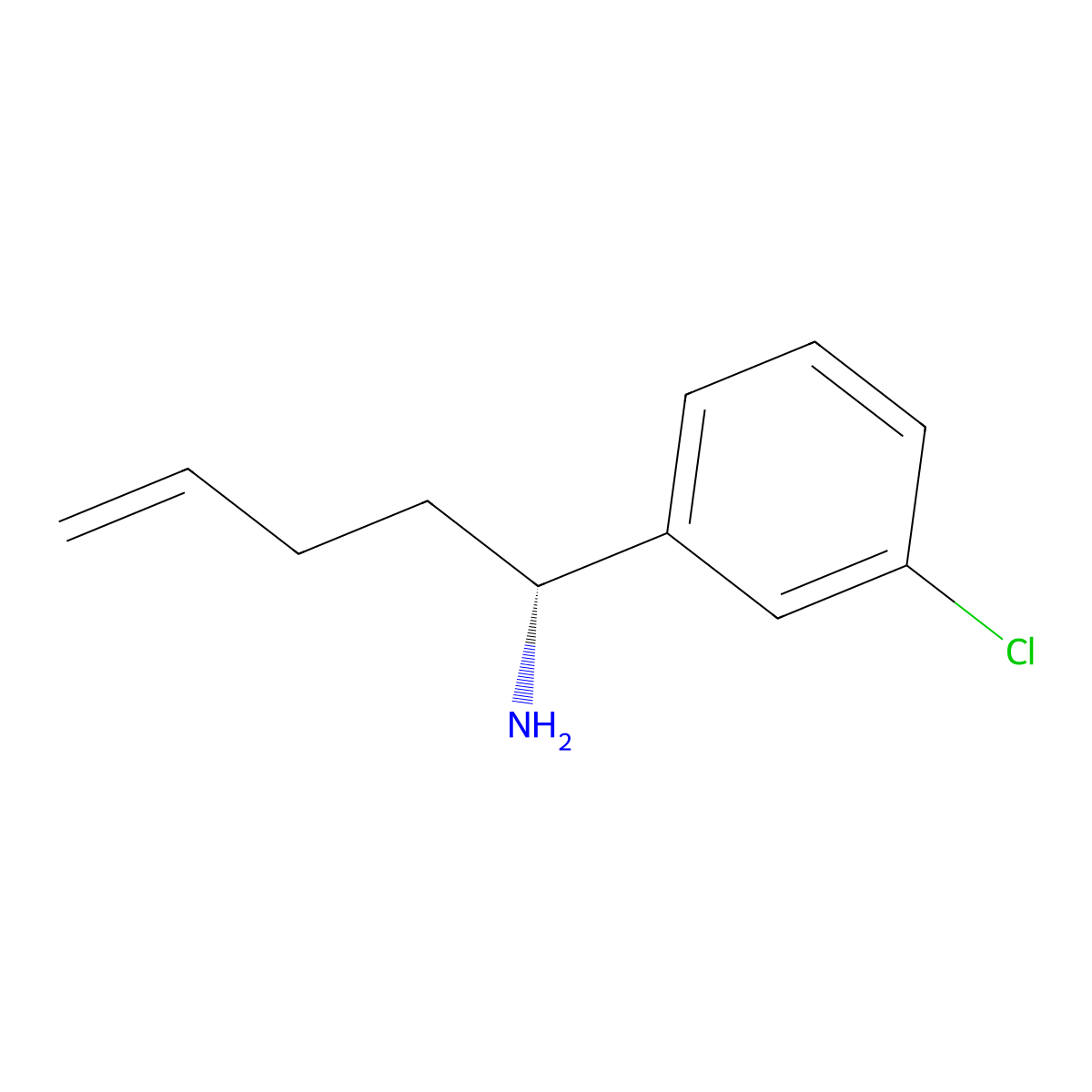 (1R)-1-(3-chlorophenyl)pent-4-en-1-amine molecular structure, CAS 2166168-45-0
