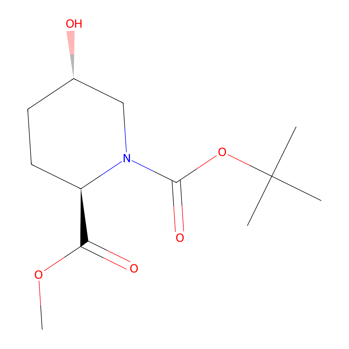1-tert-butyl 2-methyl (2R,5S)-5-hydroxypiperidine-1,2-dicarboxylate molecular structure, CAS 2166171-42-0