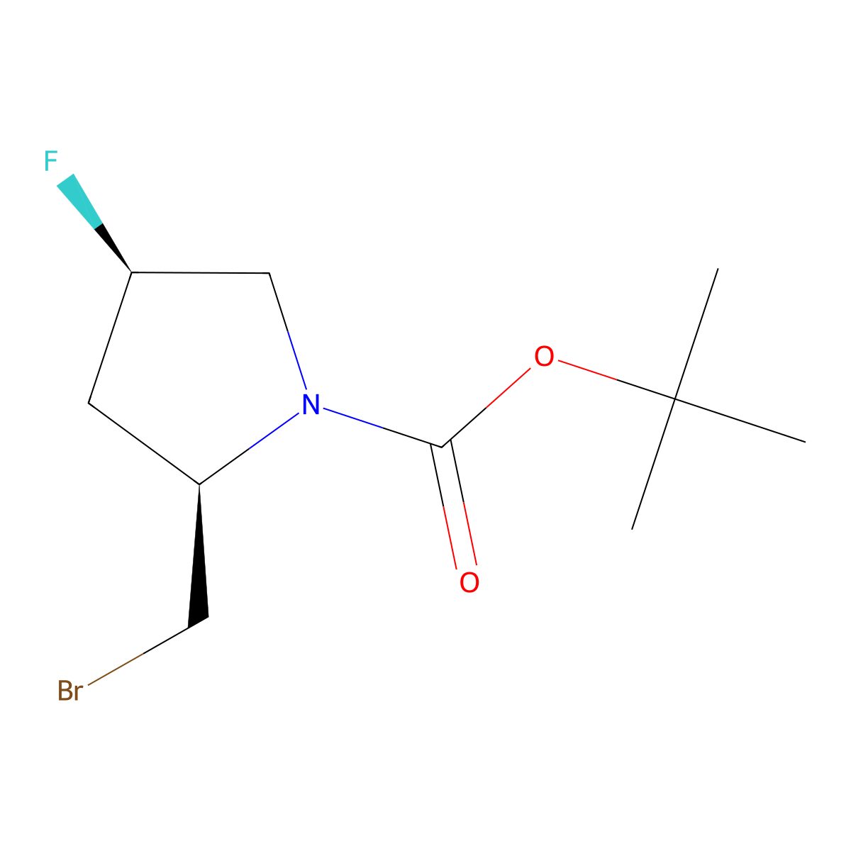 tert-Butyl (2R,4R)-2-(bromomethyl)-4-fluoropyrrolidine-1-carboxylate molecular structure, CAS 2166173-71-1
