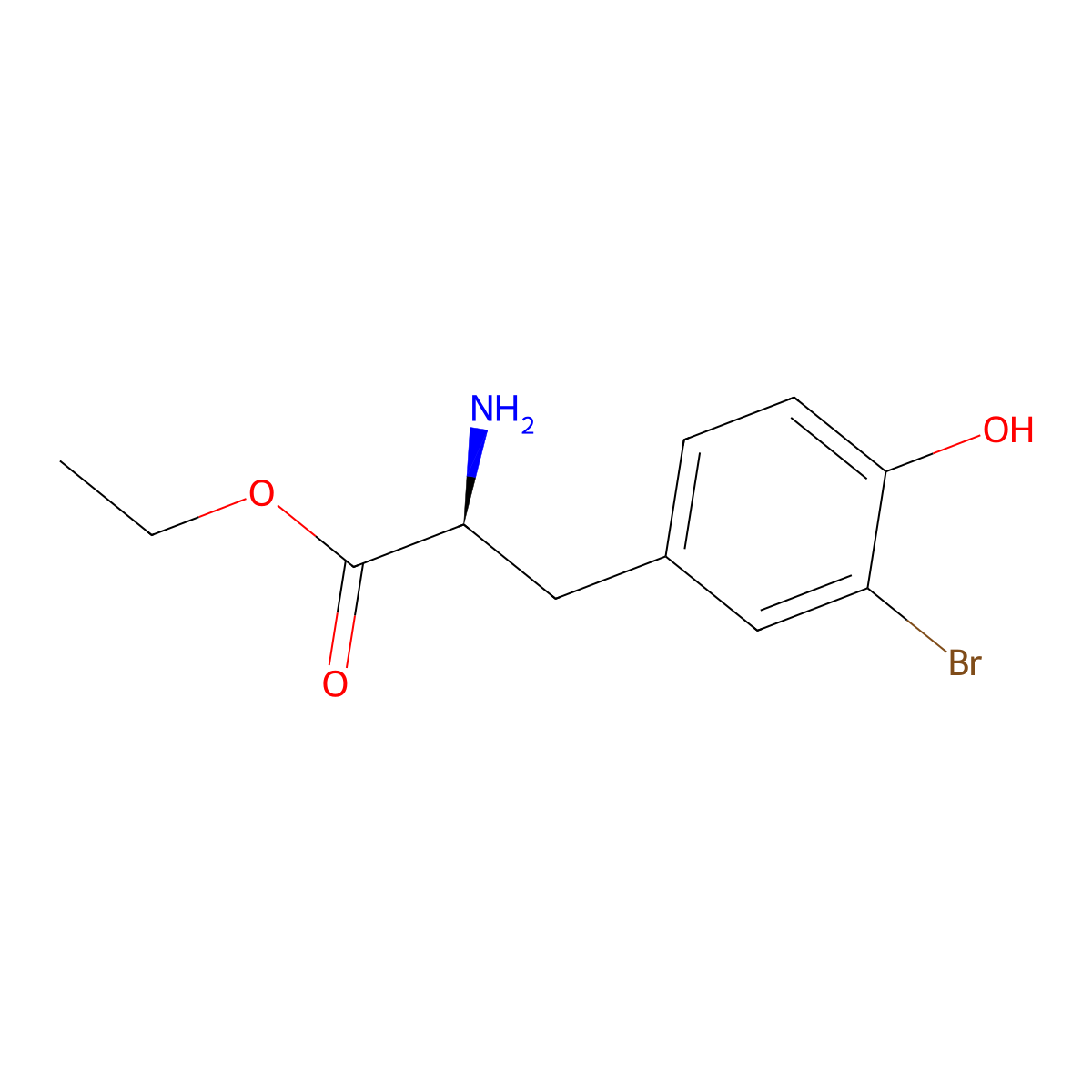 ethyl (2S)-2-amino-3-(3-bromo-4-hydroxyphenyl)propanoate molecular structure, CAS 2166178-02-3