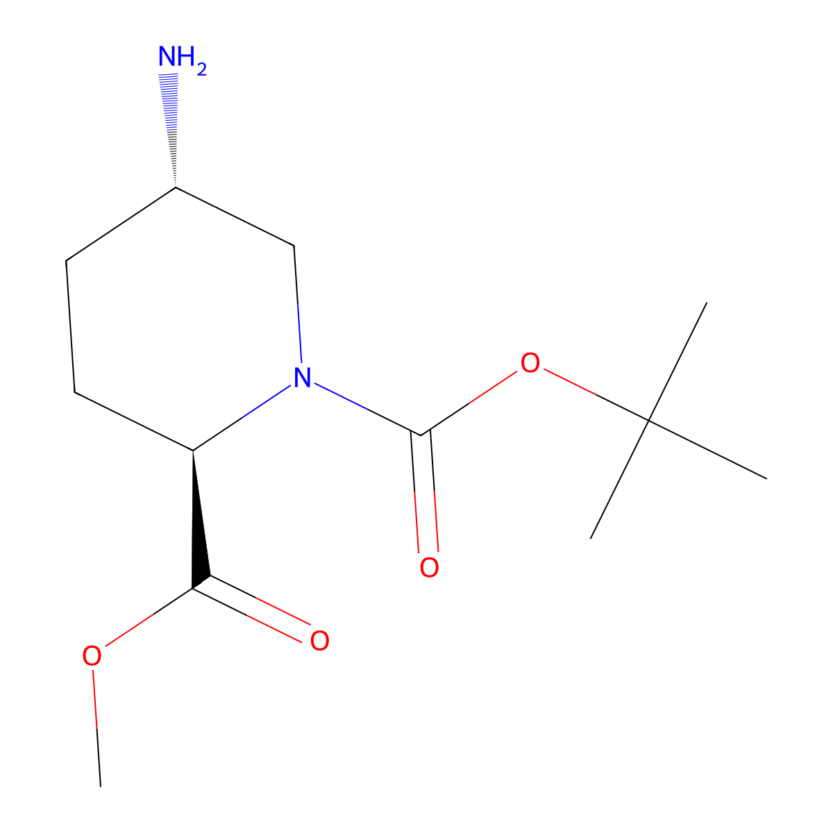 O1-tert-butyl O2-methyl (2R,5S)-5-aminopiperidine-1,2-dicarboxylate molecular structure, CAS 2166186-91-8