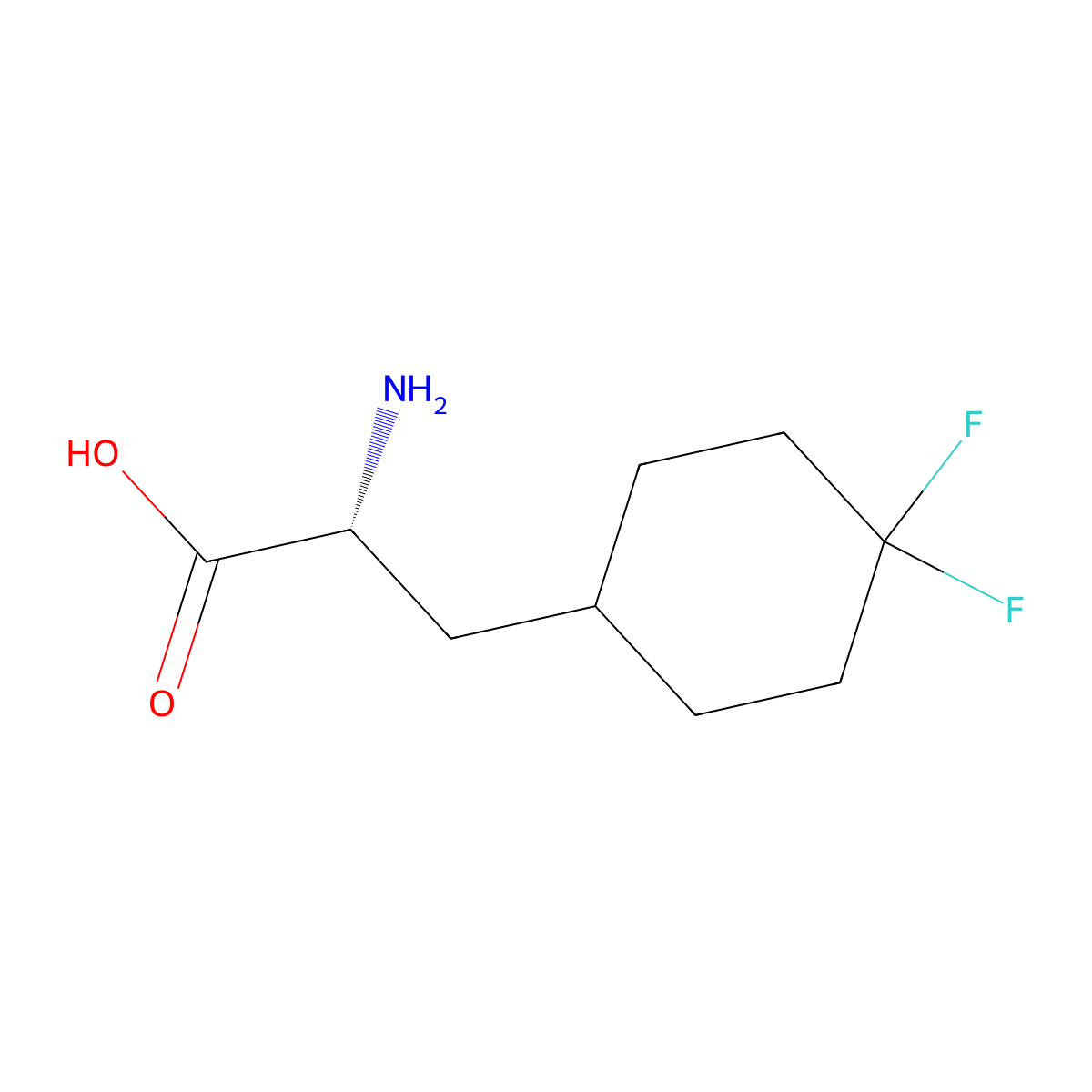 (2R)-2-amino-3-(4,4-difluorocyclohexyl)propanoic acid molecular structure, CAS 2166192-93-2