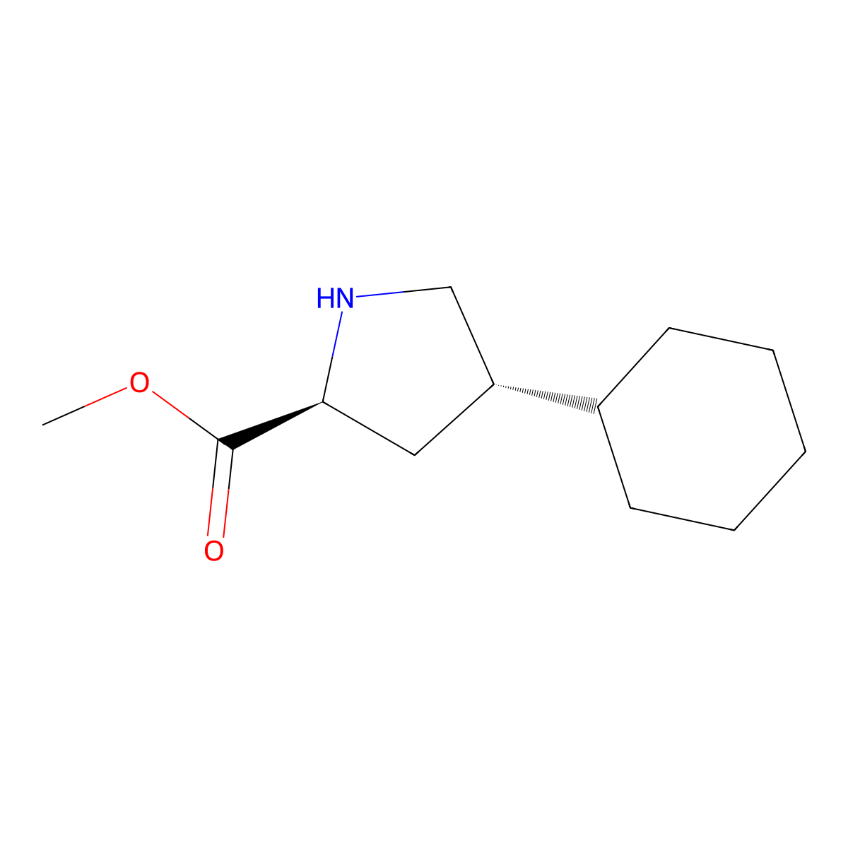 methyl (2S,4S)-4-cyclohexylpyrrolidine-2-carboxylate molecular structure, CAS 2166193-64-0