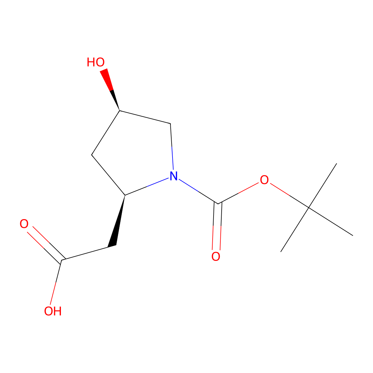 2-((2R,4R)-1-((tert-butoxy)carbonyl)-4-hydroxypyrrolidin-2-yl)acetic acid molecular structure, CAS 2166194-03-0