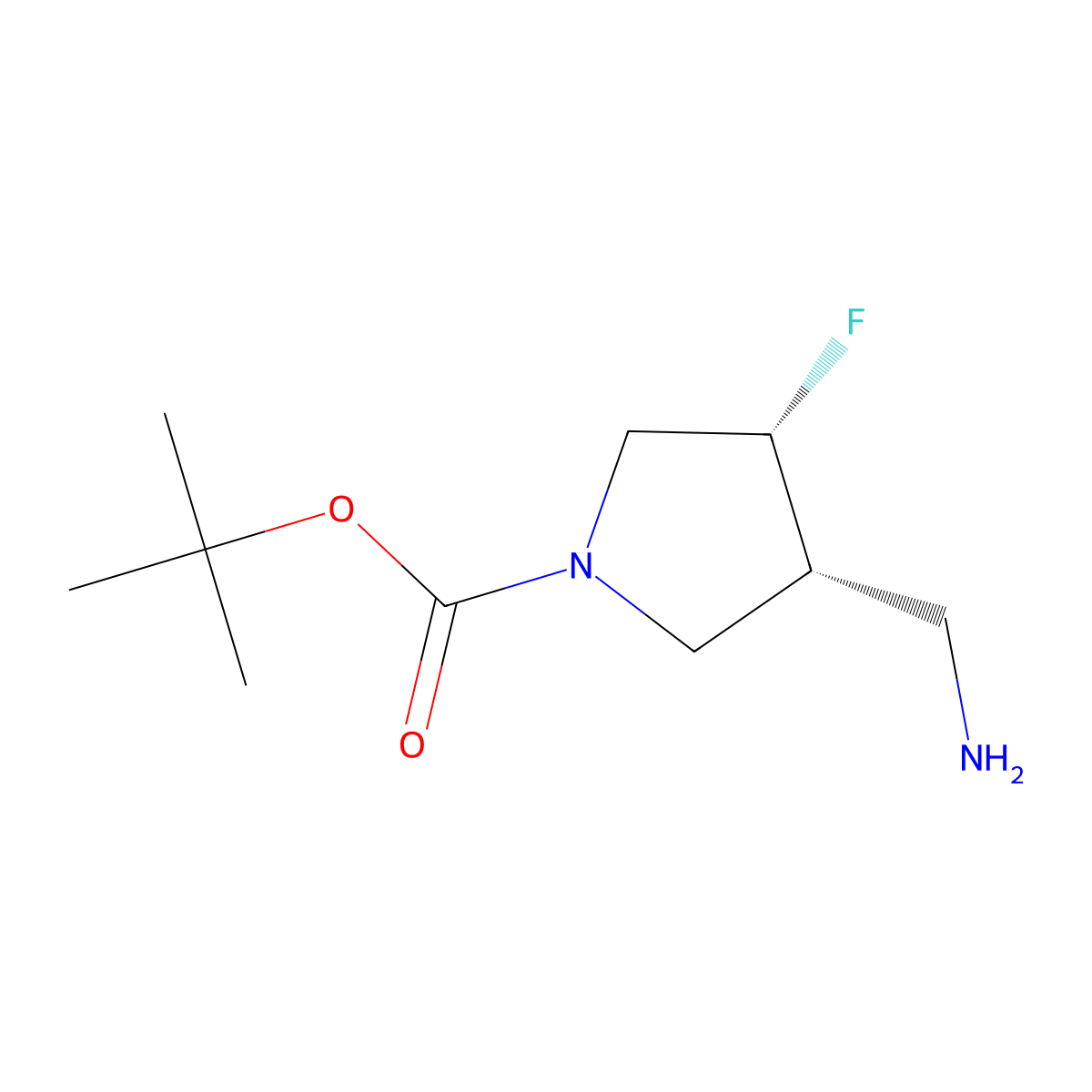 tert-Butyl (3R,4R)-3-(aminomethyl)-4-fluoropyrrolidine-1-carboxylate molecular structure, CAS 2166198-59-8