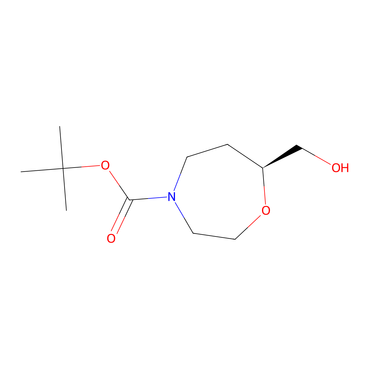 tert-butyl (7S)-7-(hydroxymethyl)-1,4-oxazepane-4-carboxylate molecular structure, CAS 2166203-93-4