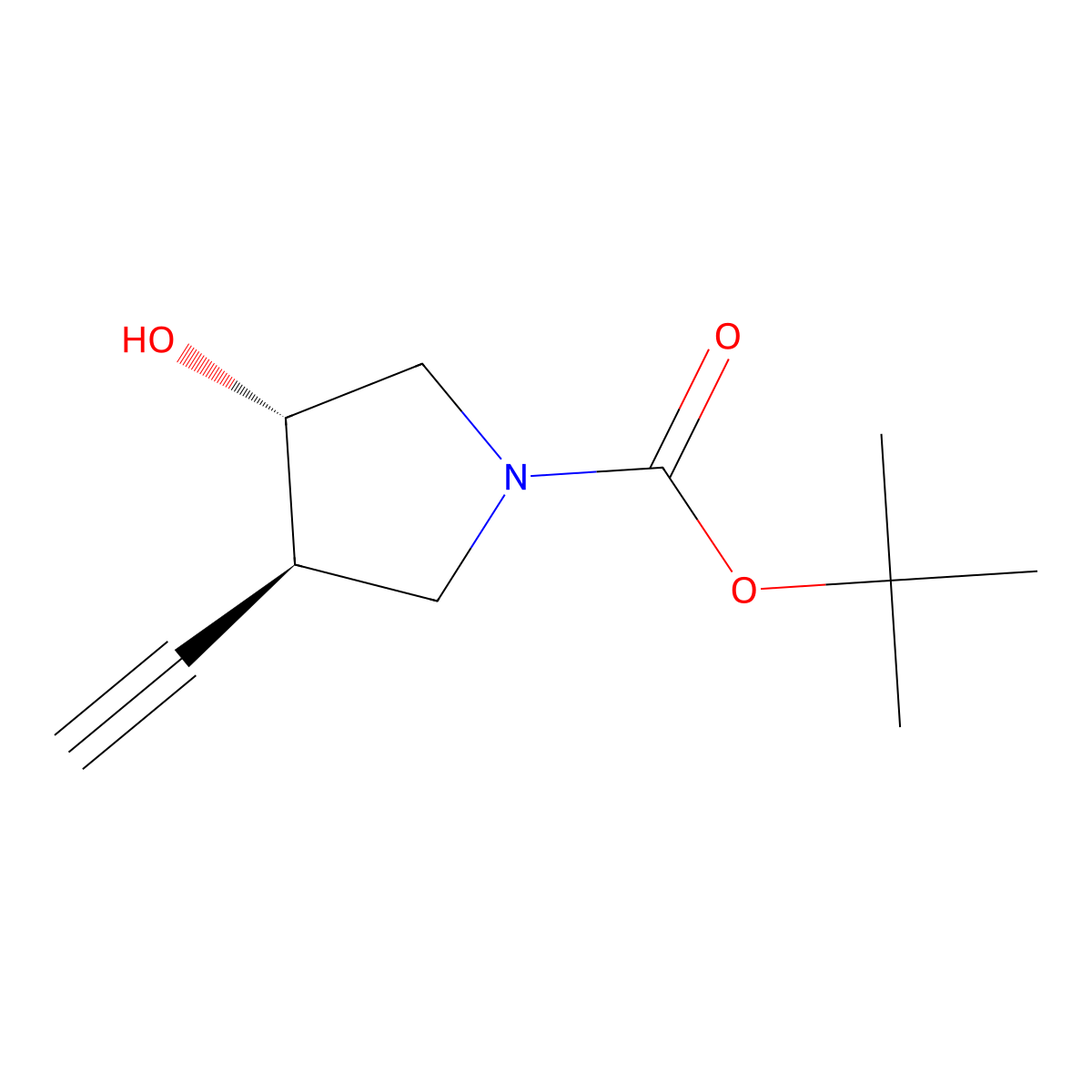 tert-butyl (3R,4S)-3-ethynyl-4-hydroxypyrrolidine-1-carboxylate molecular structure, CAS 2166206-92-2
