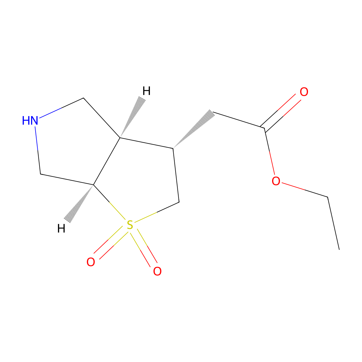 rac-ethyl 2-[(3R,3aS,6aS)-1,1-dioxo-hexahydro-2H-1lambda6-thieno[2,3-c]pyrrol-3-yl]acetate molecular structure, CAS 2166213-43-8