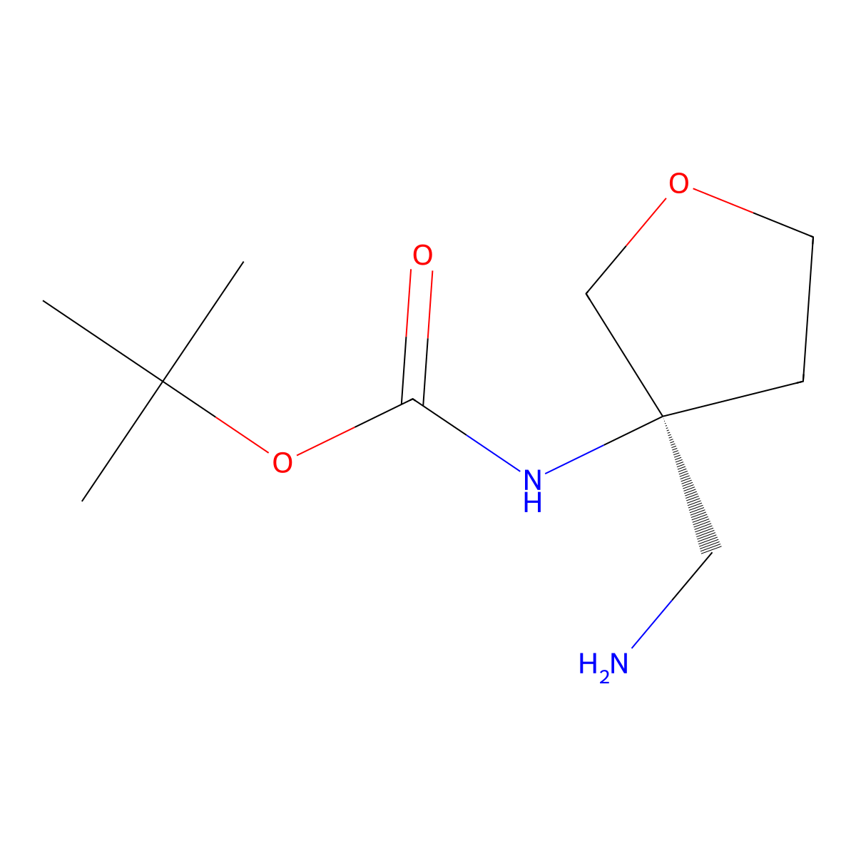 tert-Butyl N-[(3S)-3-(aminomethyl)oxolan-3-yl]carbamate molecular structure, CAS 2166214-89-5
