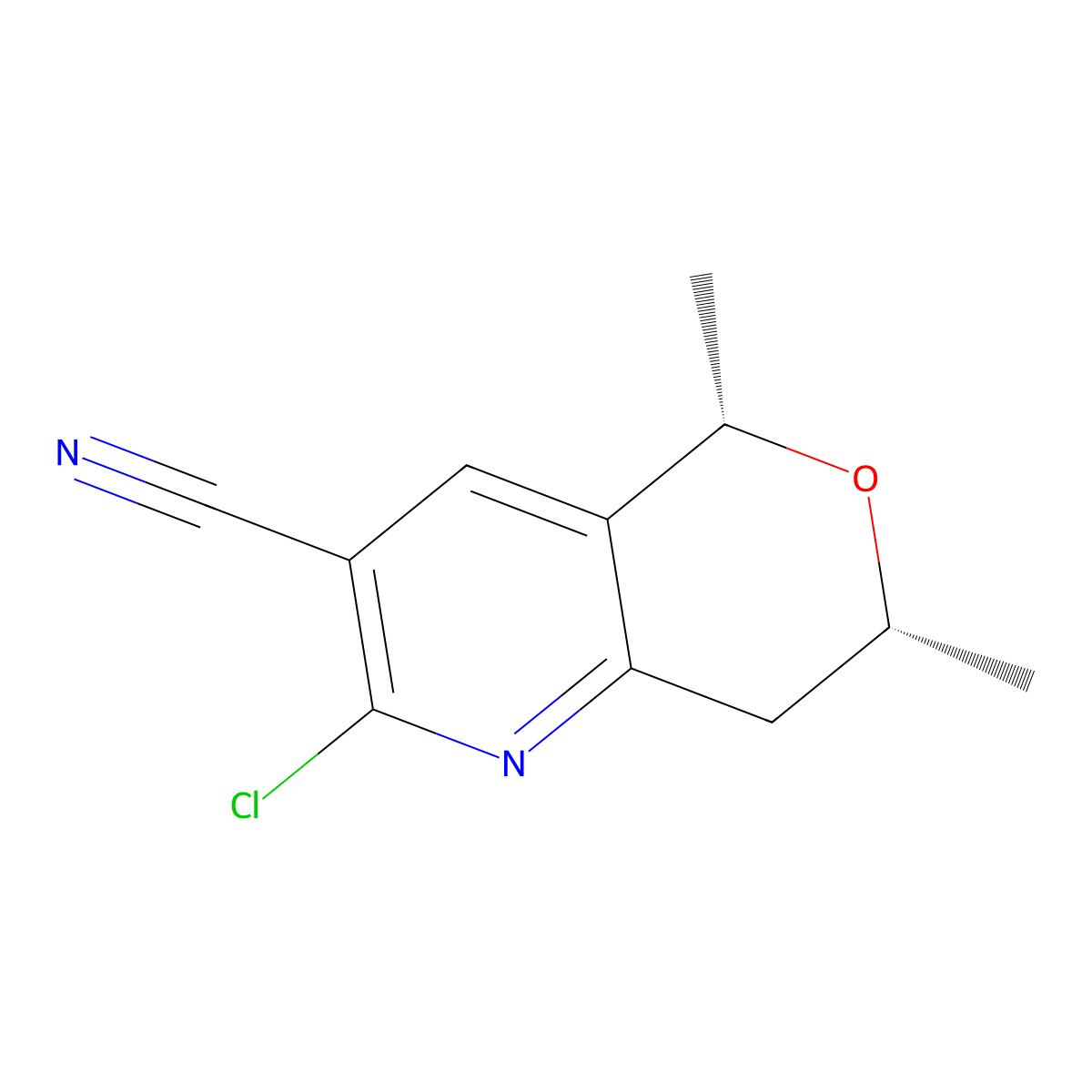 (5S,7R)-2-Chloro-5,7-dimethyl-7,8-dihydro-5H-pyrano[4,3-b]pyridine-3-carbonitrile molecular structure, CAS 2166219-80-1