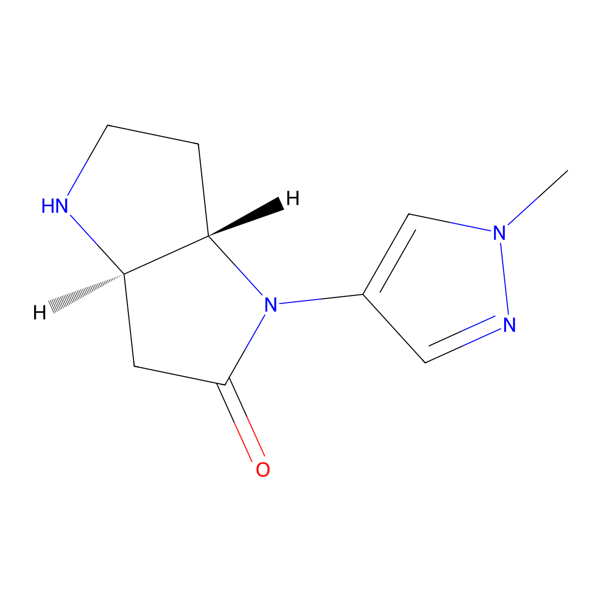 (3aR,6aS)-1-(1-Methyl-1H-pyrazol-4-yl)hexahydropyrrolo[3,2-b]pyrrol-2(1H)-one molecular structure, CAS 2166219-87-8