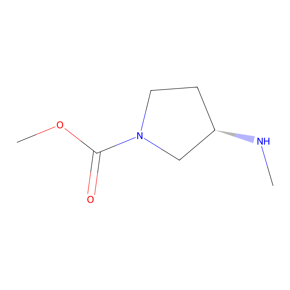 Methyl (3S)-3-(methylamino)-1-pyrrolidinecarboxylate molecular structure, CAS 2166222-39-3