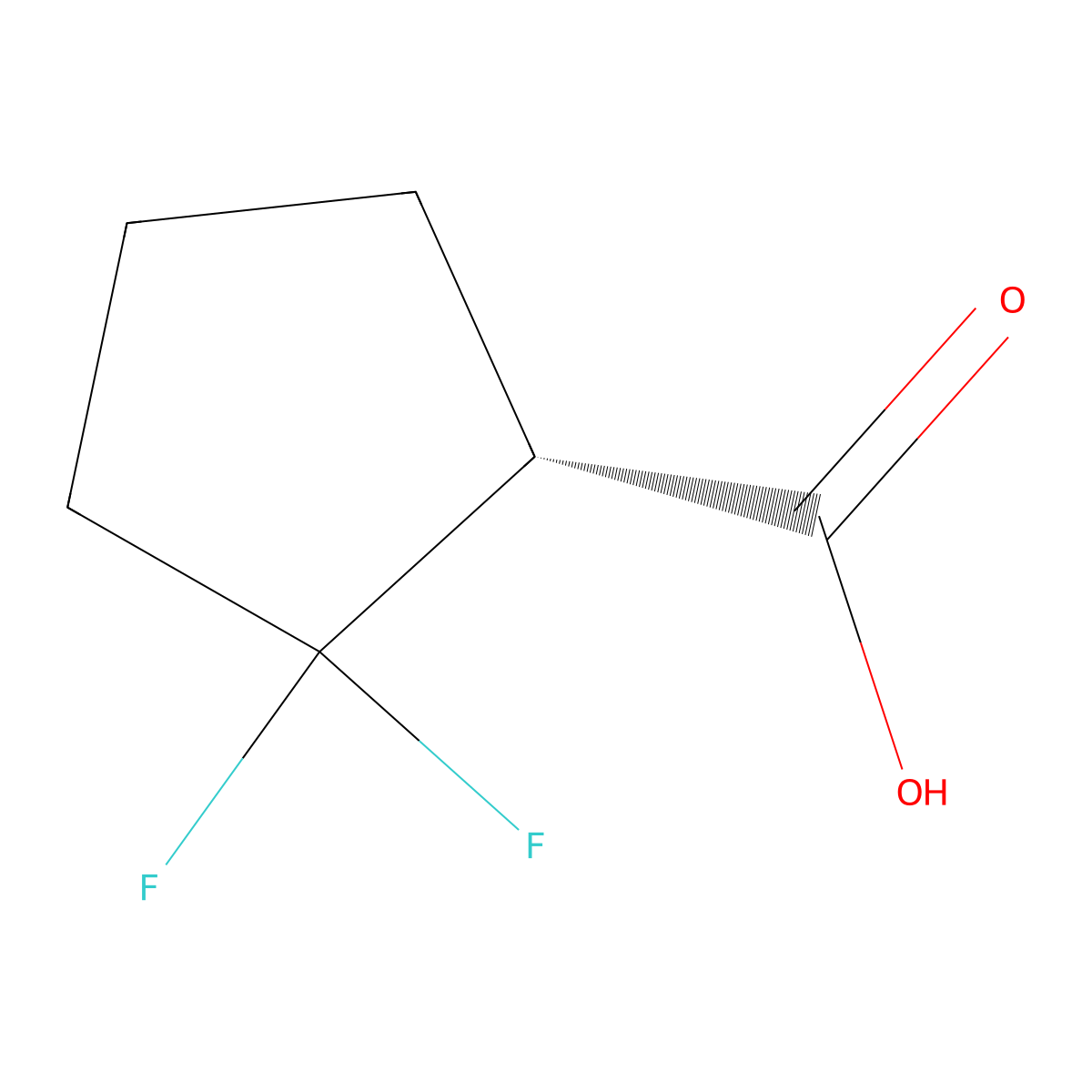 (R)-2,2-Difluorocyclopentane-1-carboxylic acid molecular structure, CAS 2166223-17-0