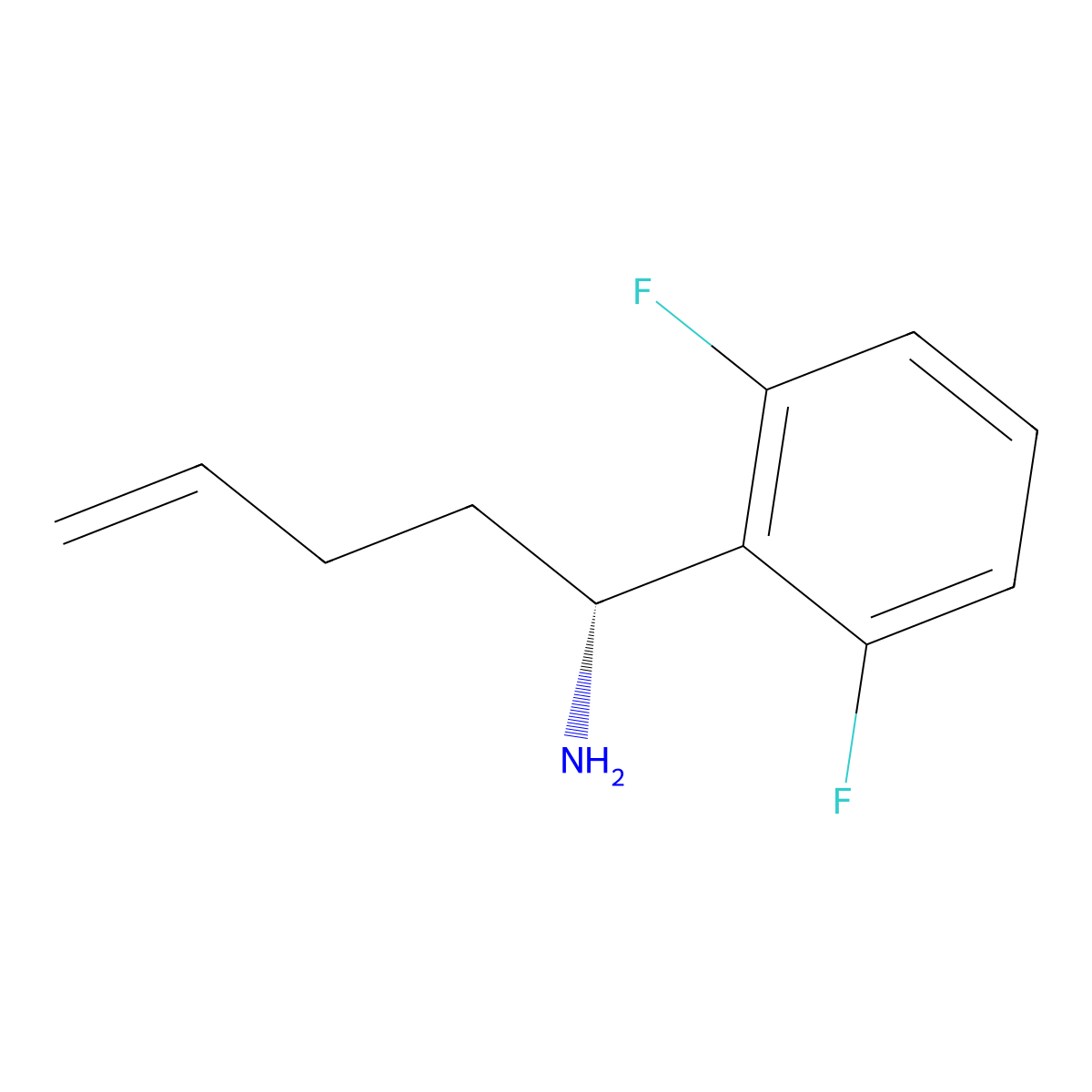 (1R)-1-(2,6-difluorophenyl)pent-4-en-1-amine molecular structure, CAS 2166225-60-9