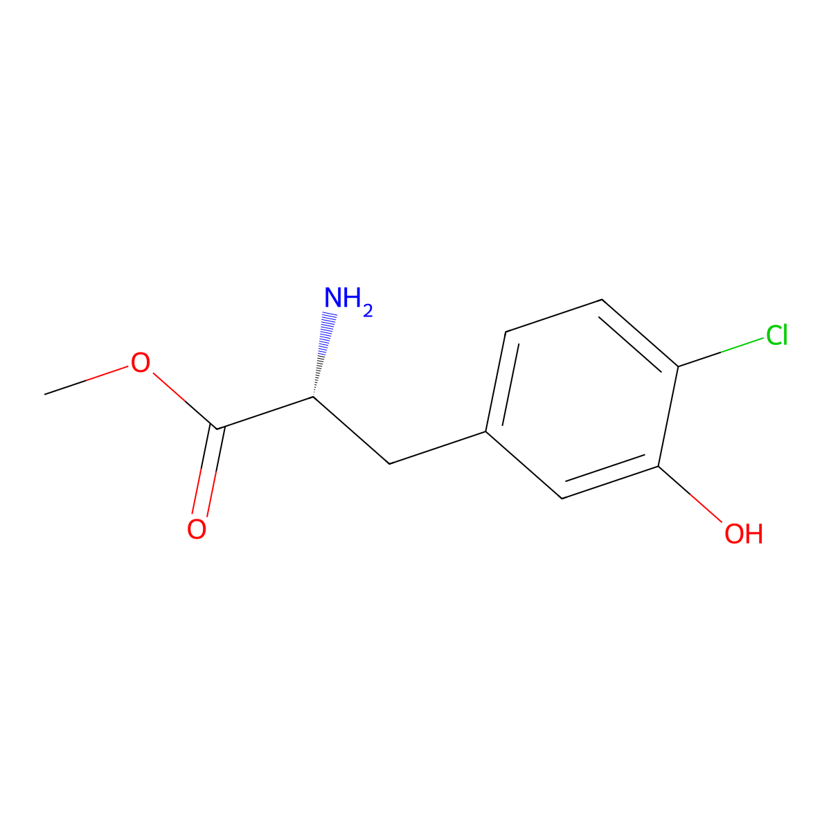 (R)-Methyl 2-amino-3-(4-chloro-3-hydroxyphenyl)propanoate molecular structure, CAS 2166231-97-4