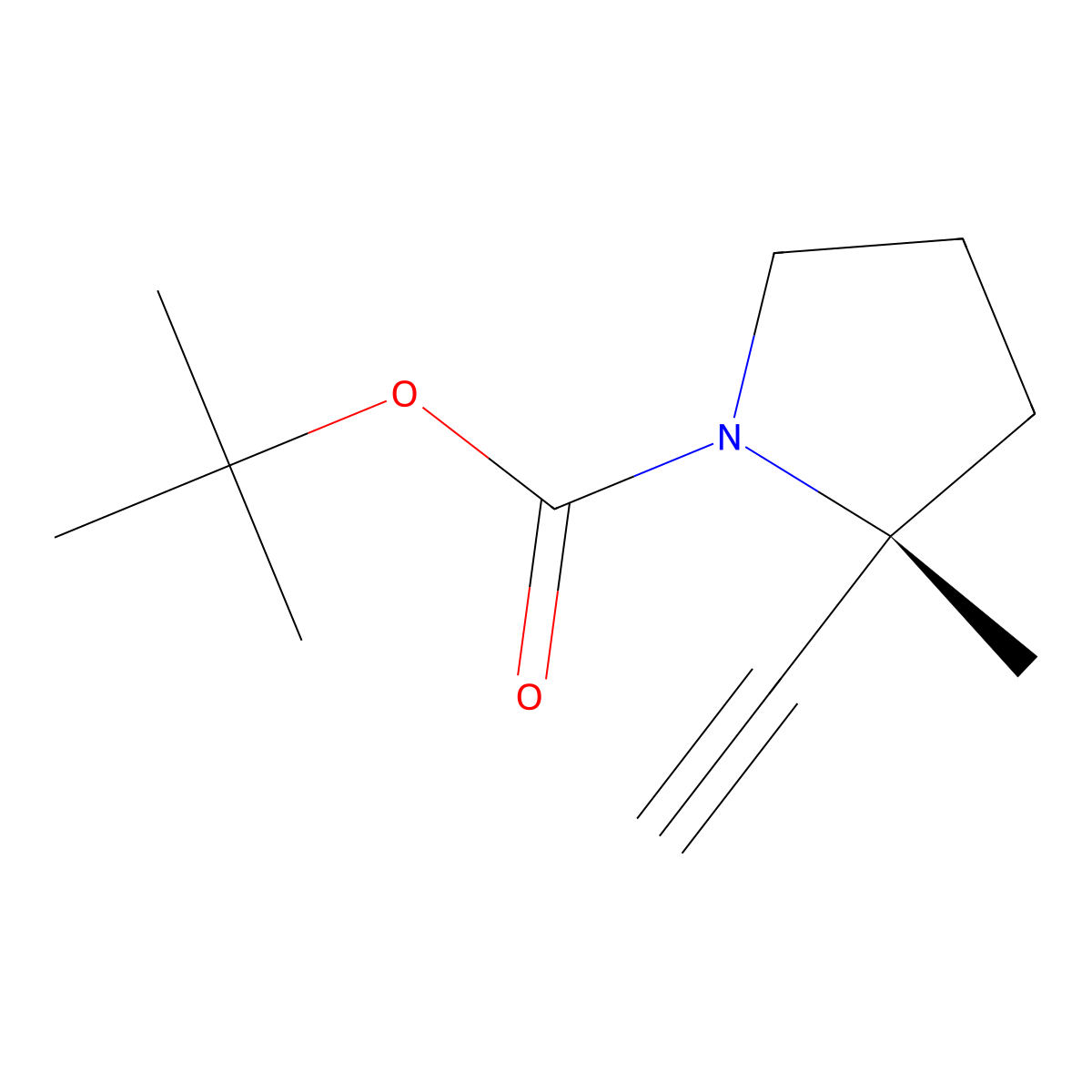 tert-butyl (2R)-2-ethynyl-2-methylpyrrolidine-1-carboxylate molecular structure, CAS 2166232-54-6