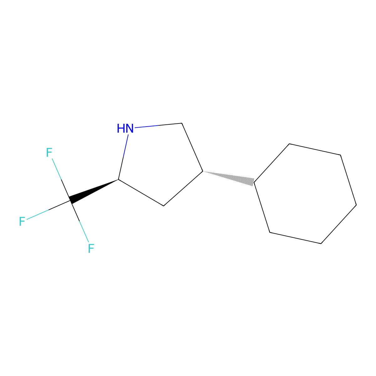 (2S,4S)-4-cyclohexyl-2-(trifluoromethyl)pyrrolidine molecular structure, CAS 2166240-53-3