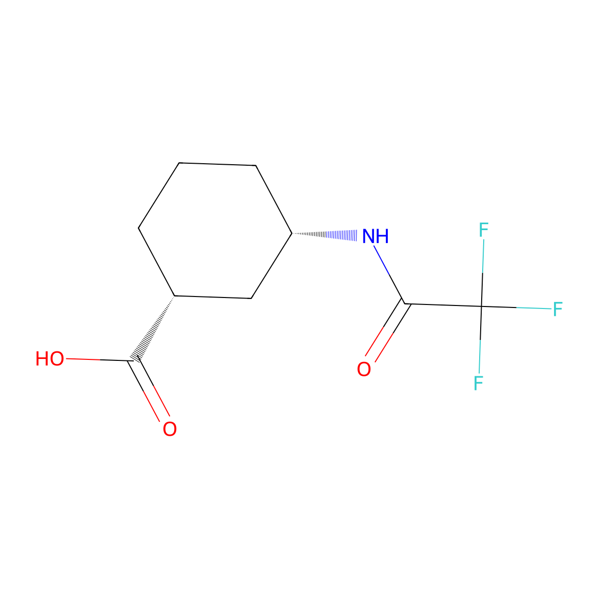 (1R,3S)-3-(trifluoroacetamido)cyclohexane-1-carboxylic acid molecular structure, CAS 2166243-68-9