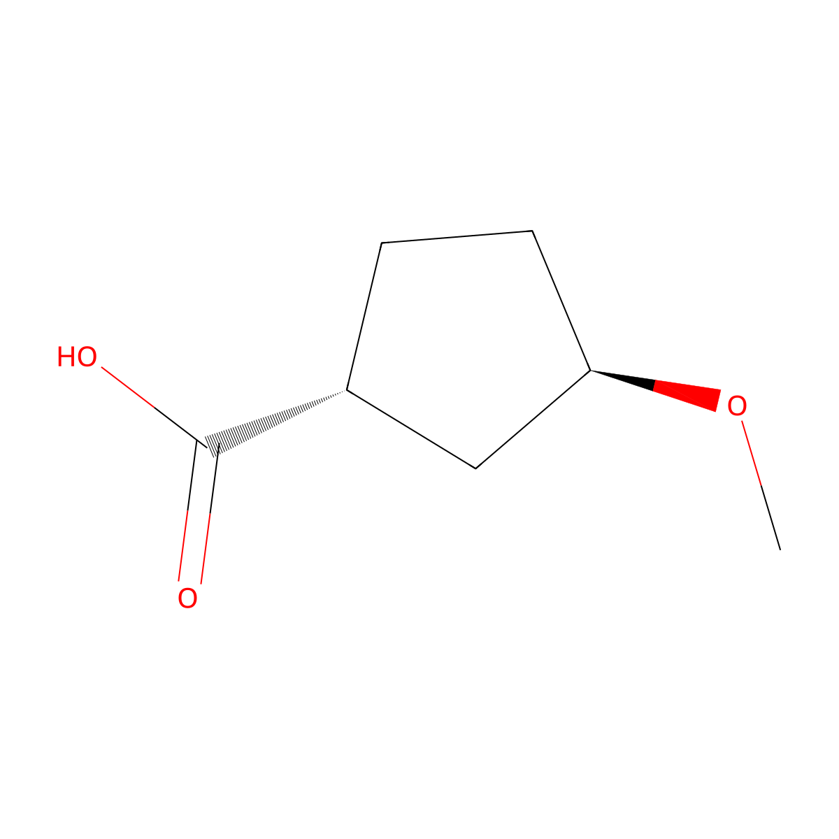 (1R,3R)-3-Methoxycyclopentane-1-carboxylic acid molecular structure, CAS 2166250-33-3