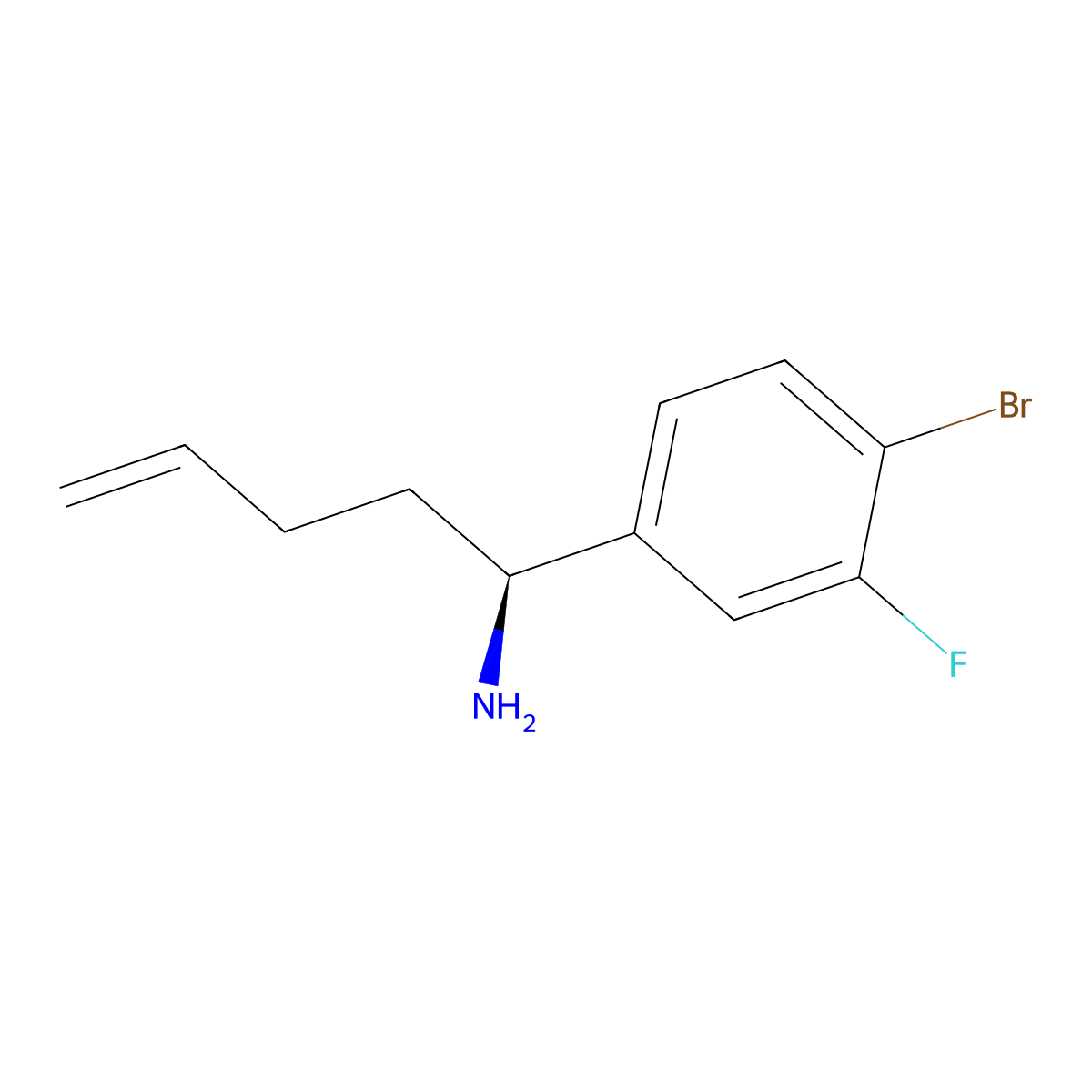 (S)-1-(4-Bromo-3-fluorophenyl)pent-4-en-1-amine molecular structure, CAS 2166260-33-7