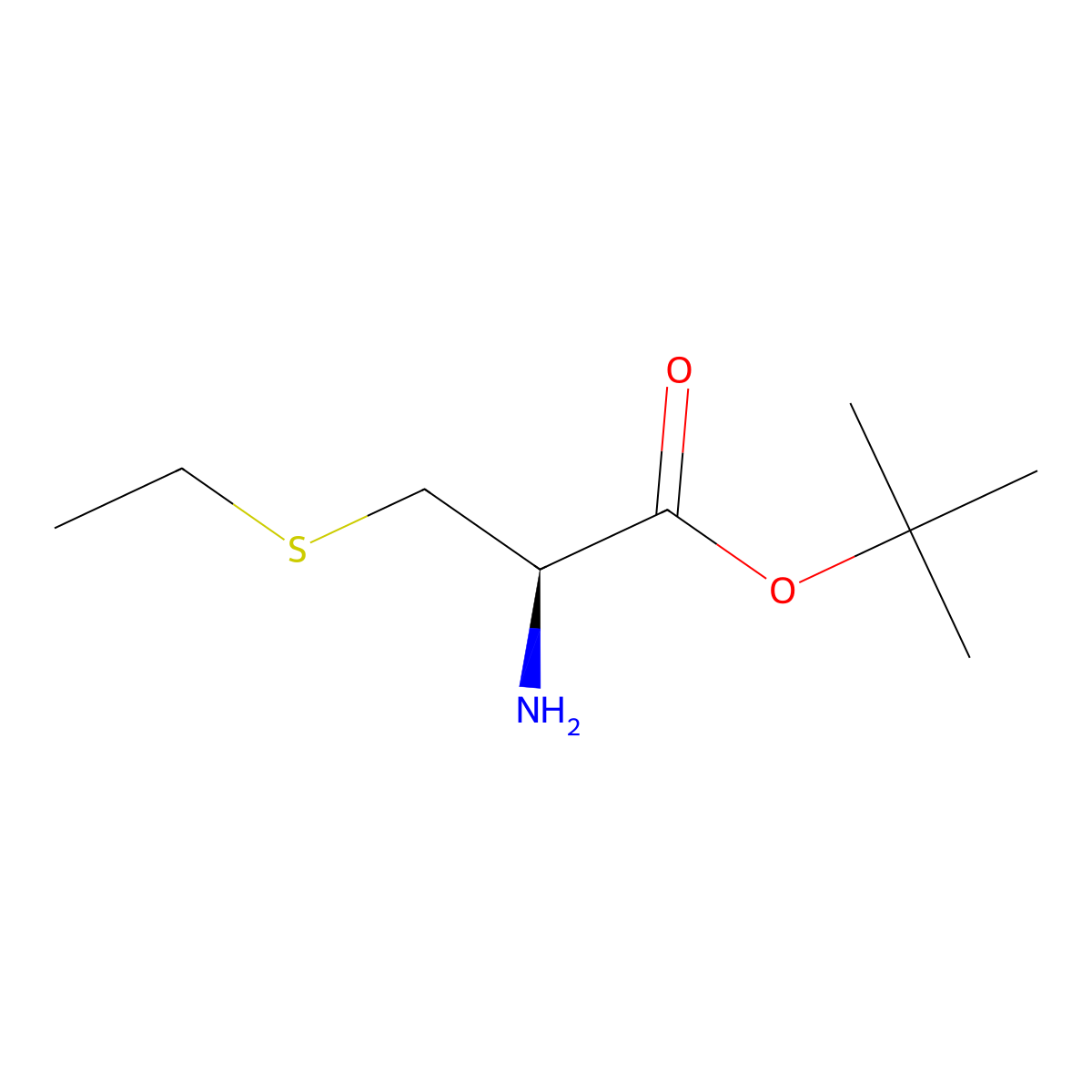 tert-butyl (2R)-2-amino-3-(ethylsulfanyl)propanoate molecular structure, CAS 2166267-23-6