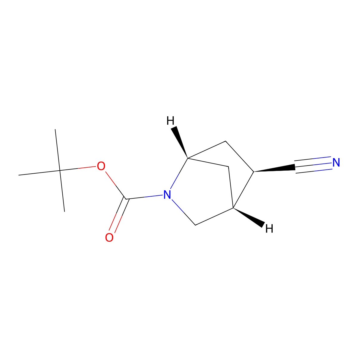 tert-butyl (1S,4R,5R)-5-cyano-2-azabicyclo[2.2.1]heptane-2-carboxylate molecular structure, CAS 2166269-28-7