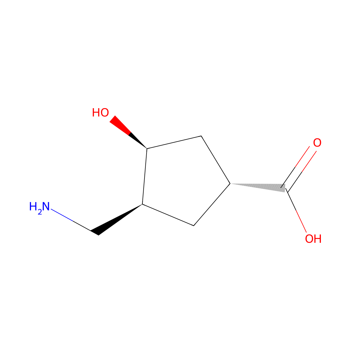 rac-(1R,3S,4S)-3-(aminomethyl)-4-hydroxycyclopentane-1-carboxylic acid molecular structure, CAS 2166272-19-9