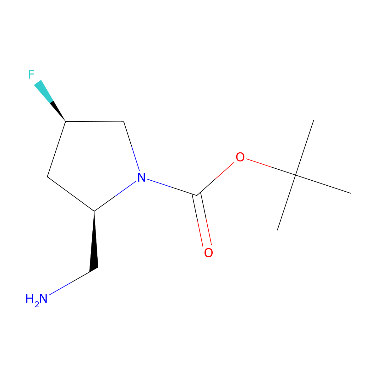 tert-Butyl (2R,4R)-2-(aminomethyl)-4-fluoropyrrolidine-1-carboxylate molecular structure, CAS 2166276-83-9