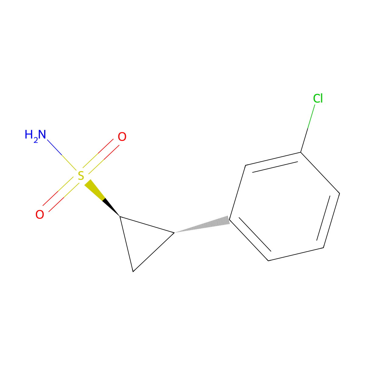 rac-(1R,2S)-2-(3-chlorophenyl)cyclopropane-1-sulfonamide molecular structure, CAS 2166277-84-3