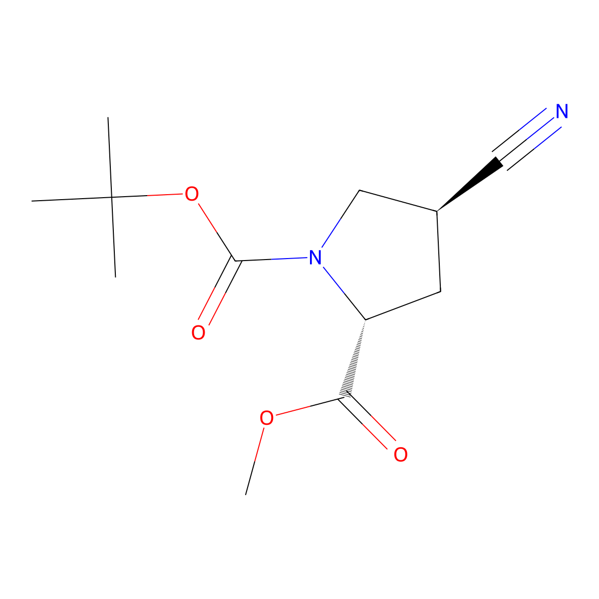 1-(Tert-butyl) 2-methyl (2R,4S)-4-cyanopyrrolidine-1,2-dicarboxylate molecular structure, CAS 2166278-50-6
