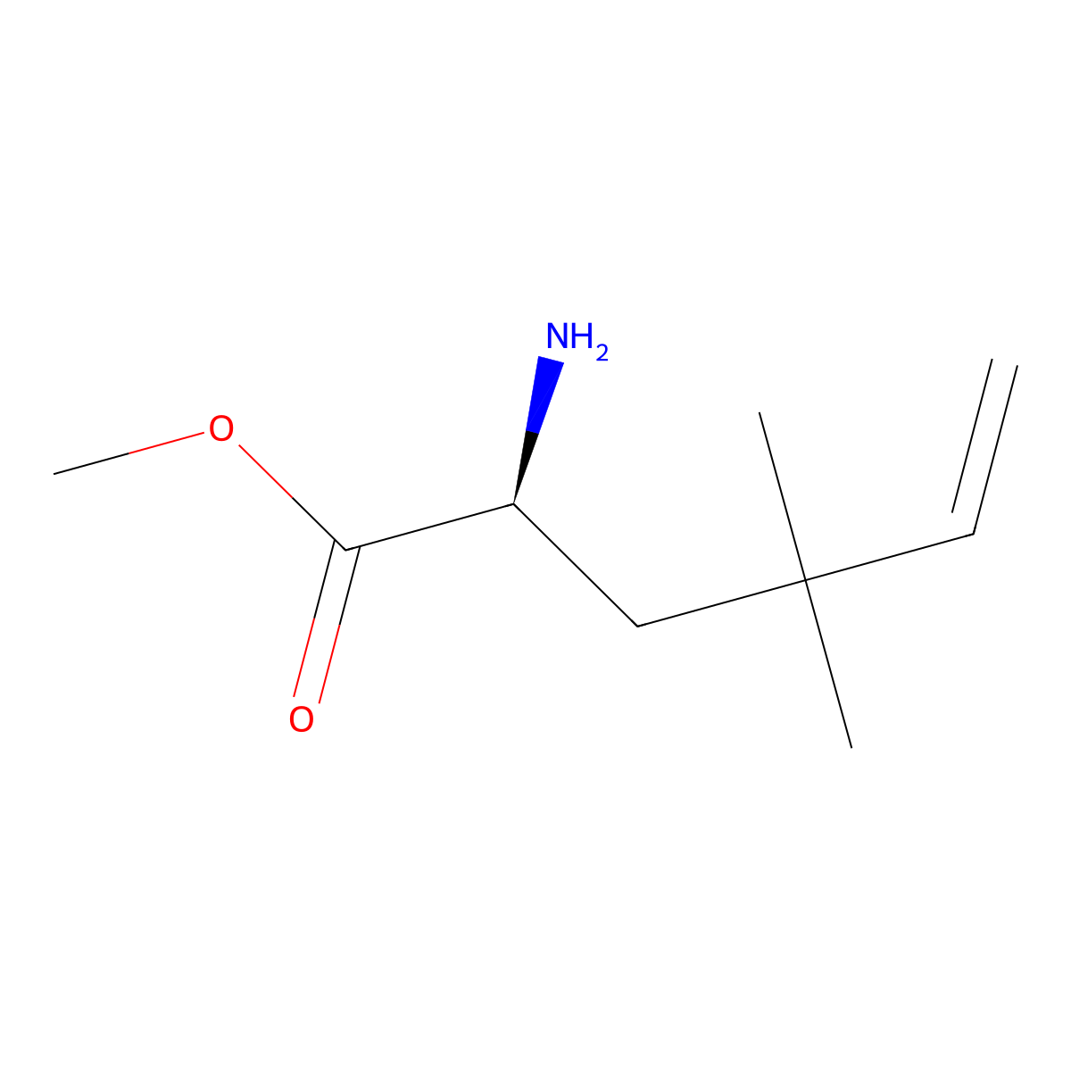 methyl (2S)-2-amino-4,4-dimethylhex-5-enoate molecular structure, CAS 2166278-78-8