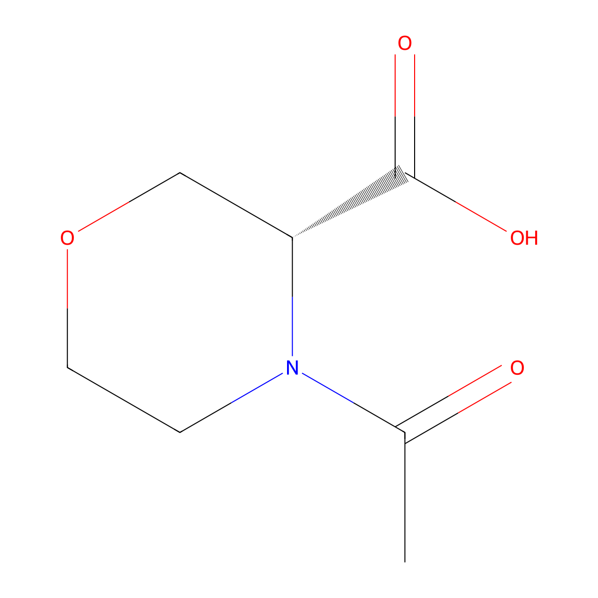 (3R)-4-acetylmorpholine-3-carboxylic acid molecular structure, CAS 2166279-96-3