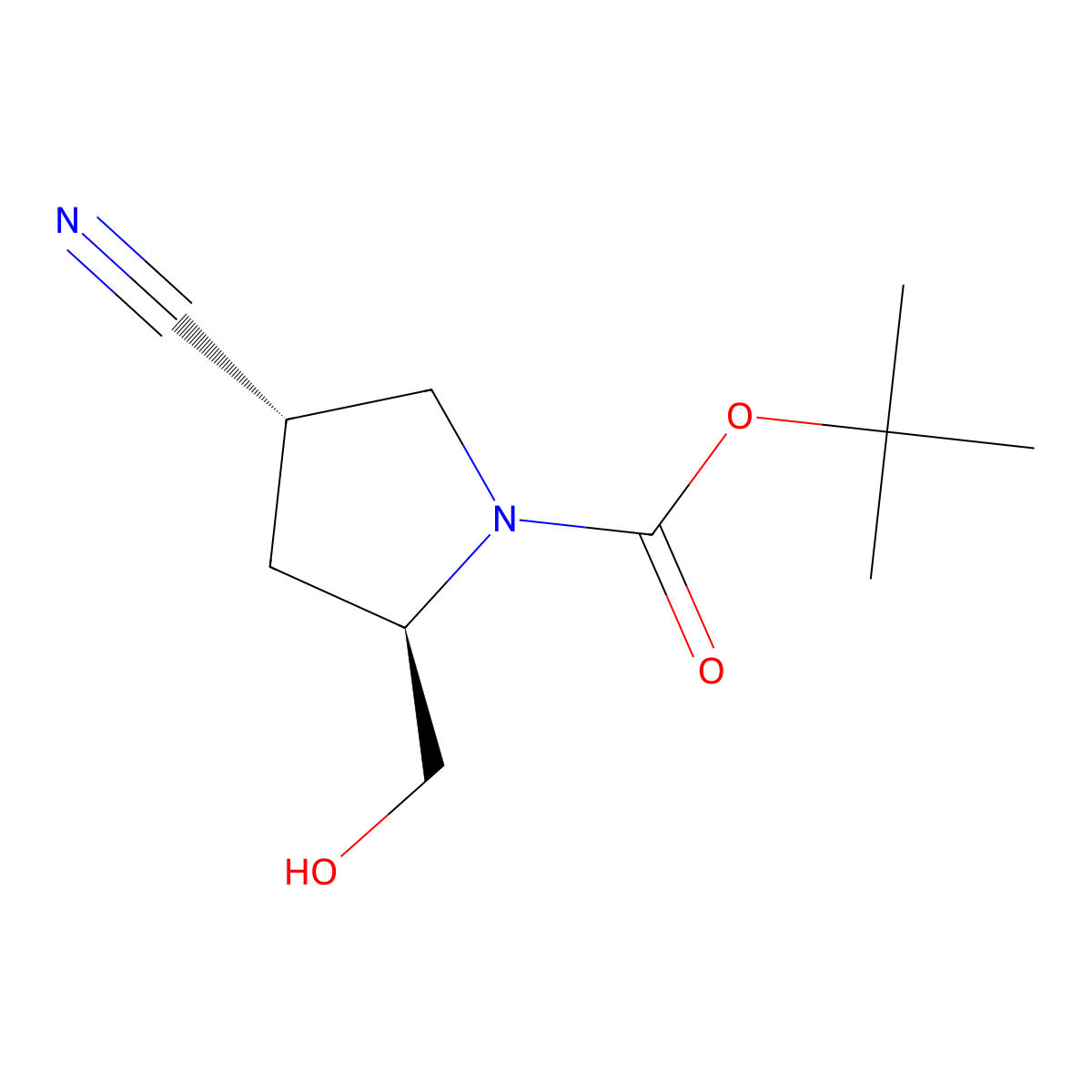 Tert-butyl (2R,4S)-4-cyano-2-(hydroxymethyl)pyrrolidine-1-carboxylate molecular structure, CAS 2166289-56-9