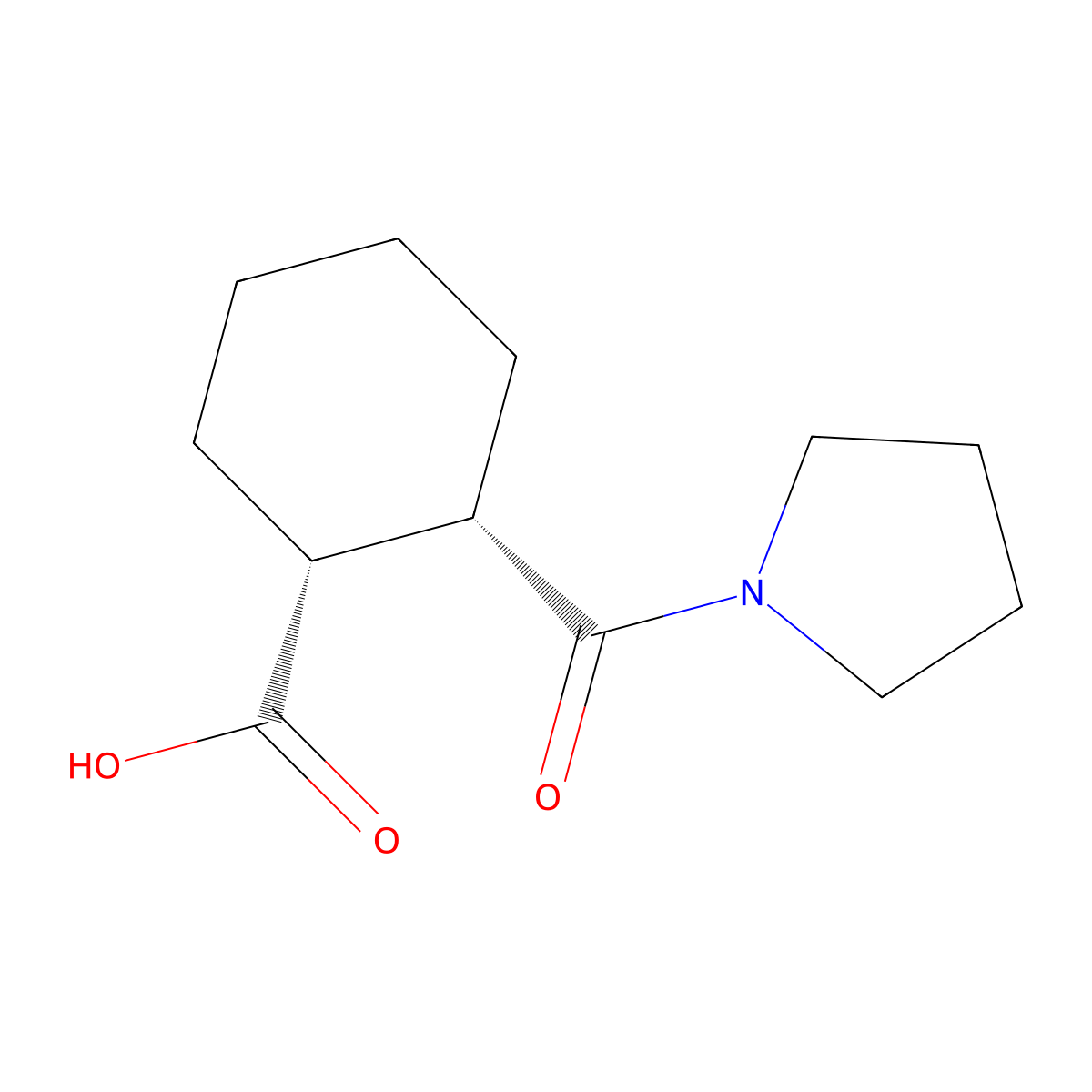 (1R,2S)-2-(pyrrolidine-1-carbonyl)cyclohexane-1-carboxylic acid molecular structure, CAS 2166293-42-9