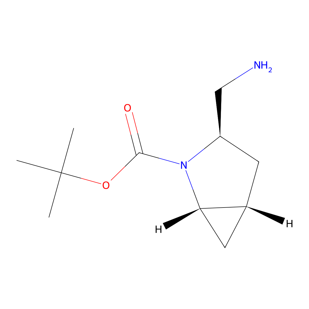 tert-Butyl (1S,3R,5S)-3-(aminomethyl)-2-azabicyclo[3.1.0]hexane-2-carboxylate molecular structure, CAS 2166296-84-8