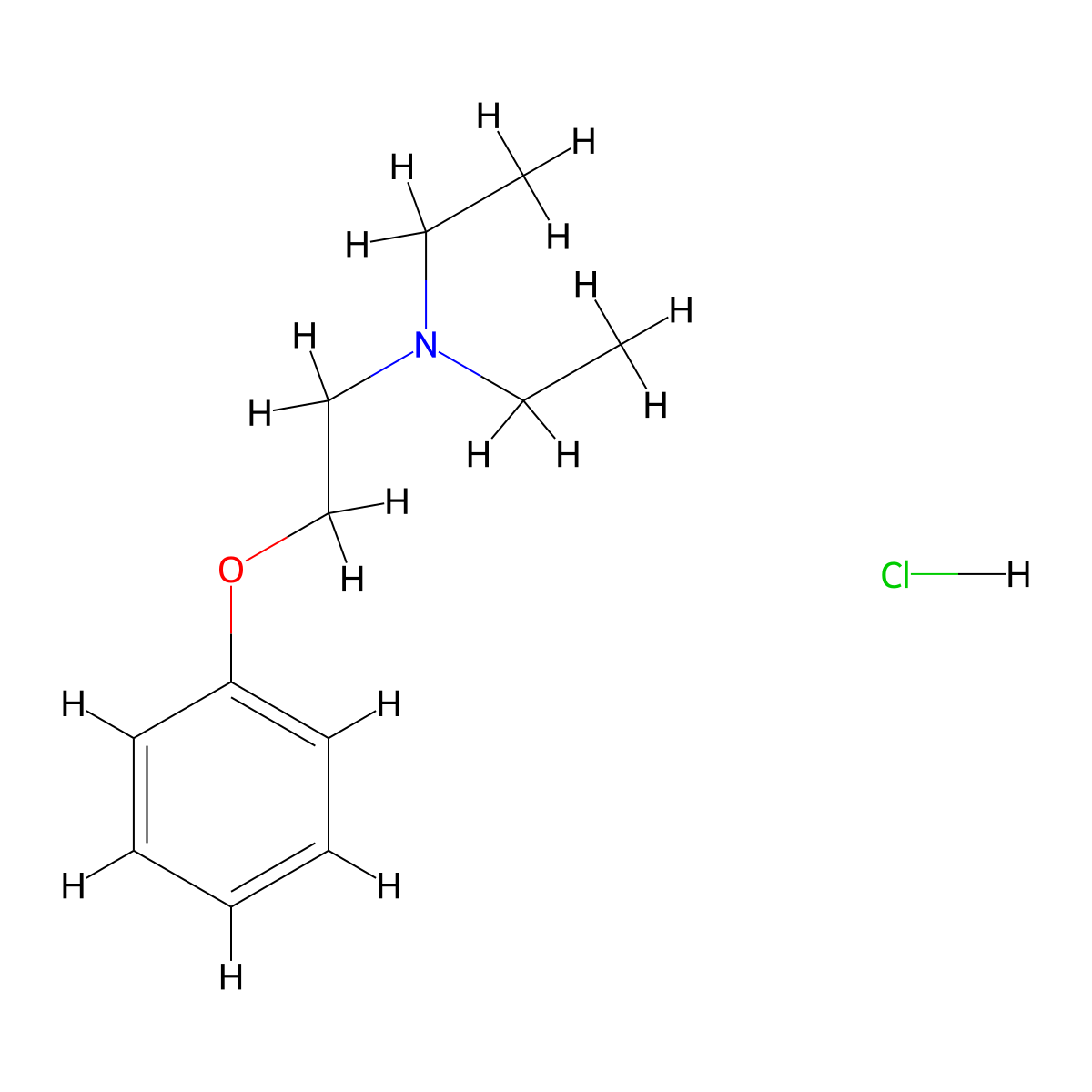 Diethyl(2-phenoxyethyl)amine hydrochloride molecular structure, CAS 21663-15-0