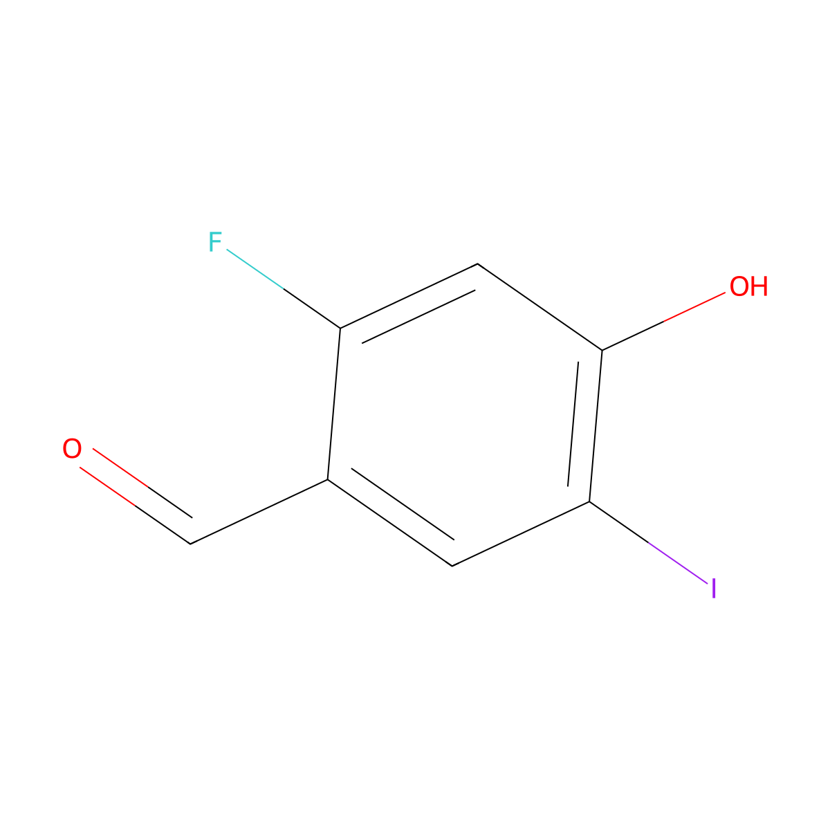 2-Fluoro-4-hydroxy-5-iodobenzaldehyde molecular structure, CAS 2166486-32-2
