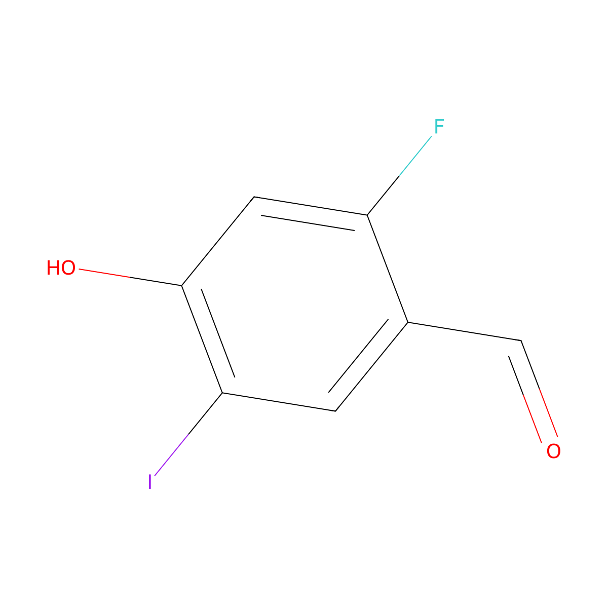 2-Fluoro-4-hydroxy-5-iodobenzaldehyde molecular structure, CAS 2166486-32-2