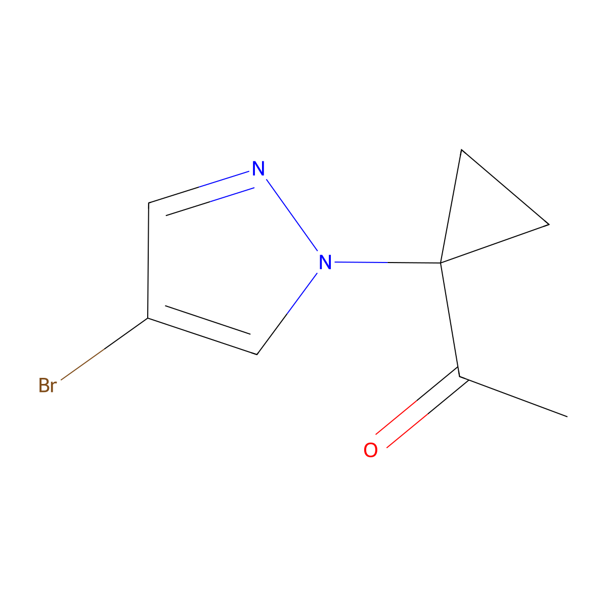 1-(1-(4-bromo-1H-pyrazol-1-yl)cyclopropyl)ethan-1-one molecular structure, CAS 2166529-84-4