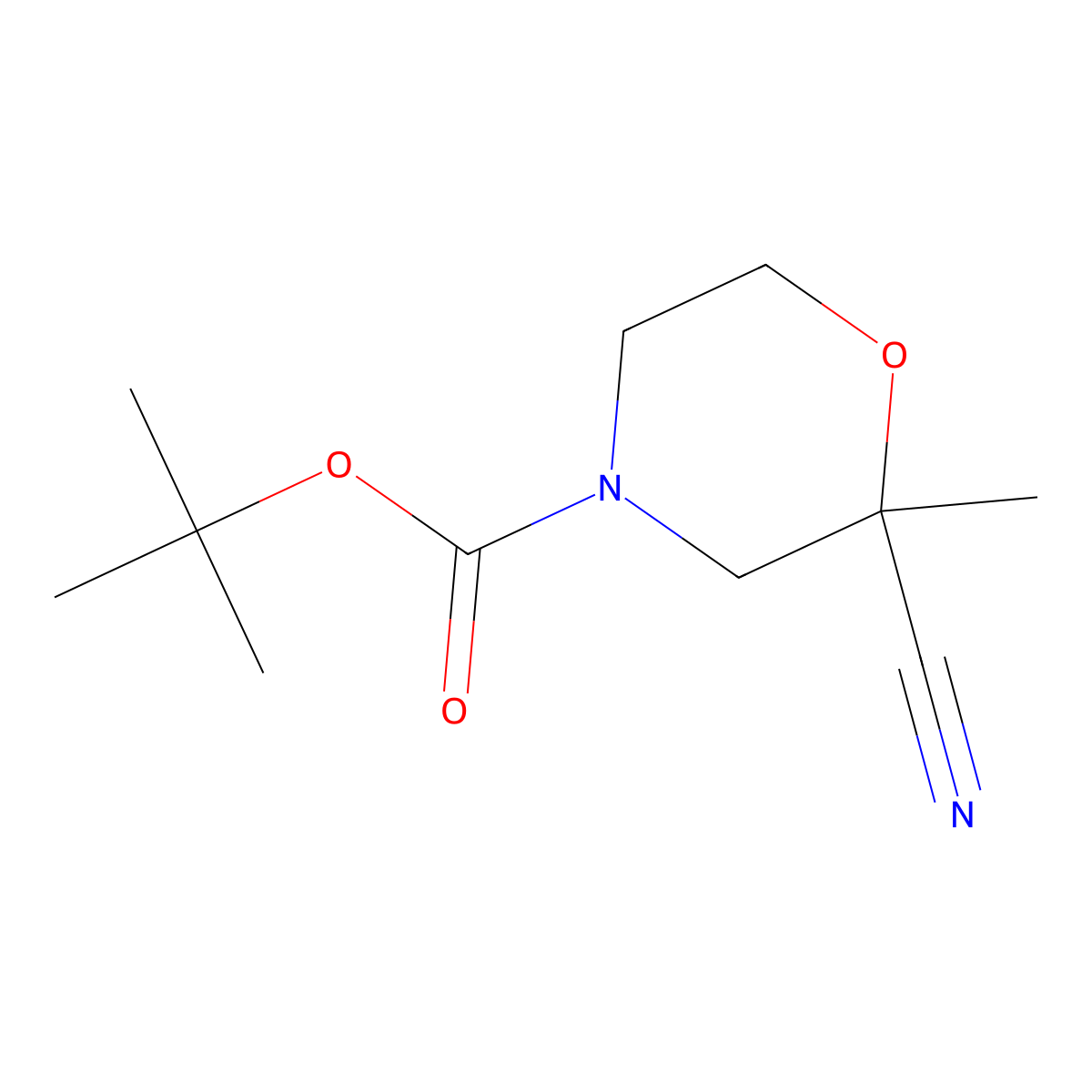 Tert-butyl 2-cyano-2-methylmorpholine-4-carboxylate molecular structure, CAS 2166539-35-9