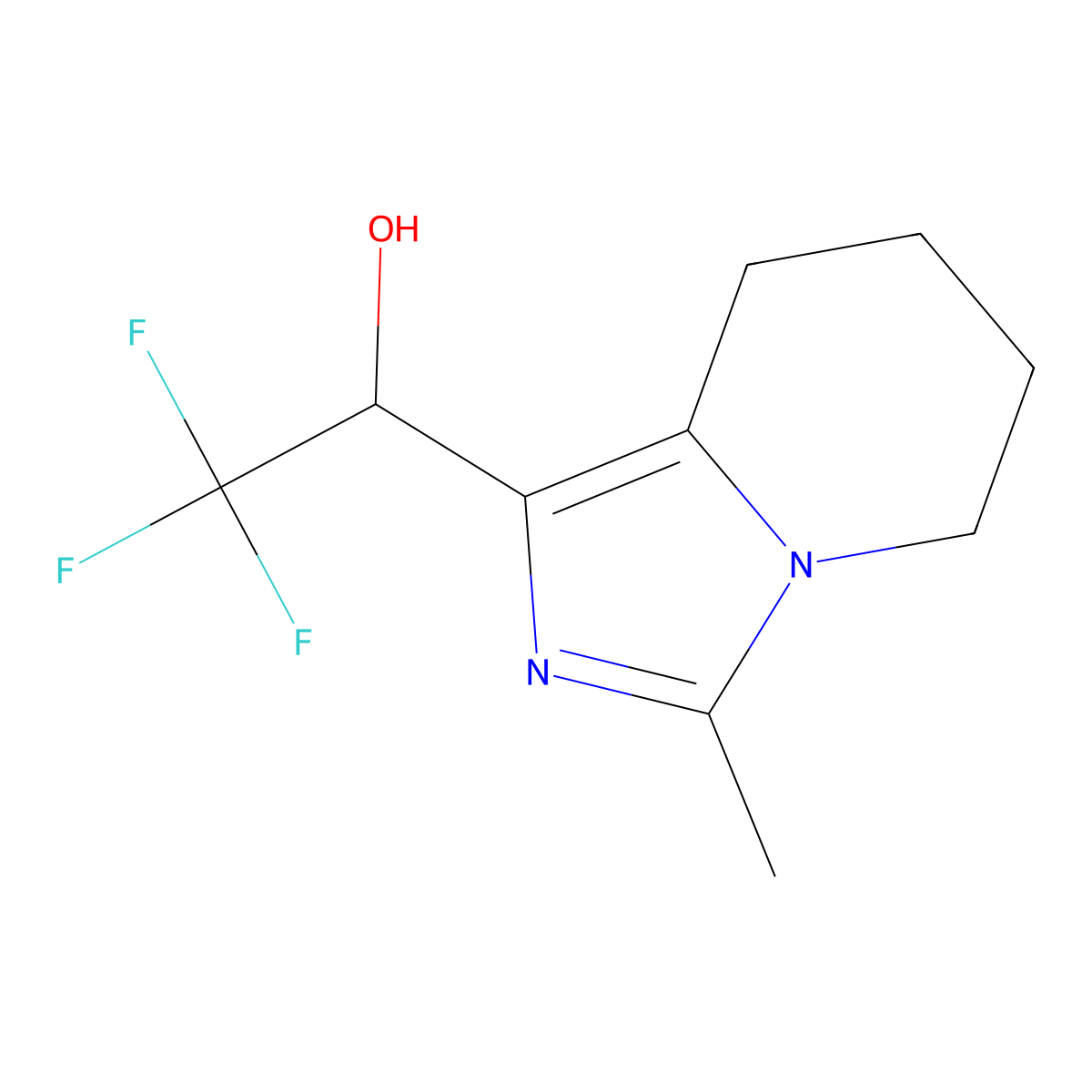 2,2,2-Trifluoro-1-{3-methyl-5h,6h,7h,8h-imidazo[1,5-a]pyridin-1-yl}ethan-1-ol molecular structure, CAS 2166553-36-0