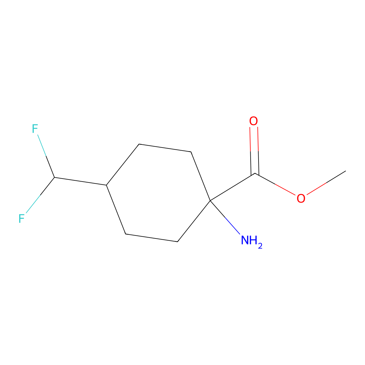 Methyl 1-amino-4-(difluoromethyl)cyclohexane-1-carboxylate molecular structure, CAS 2166555-73-1