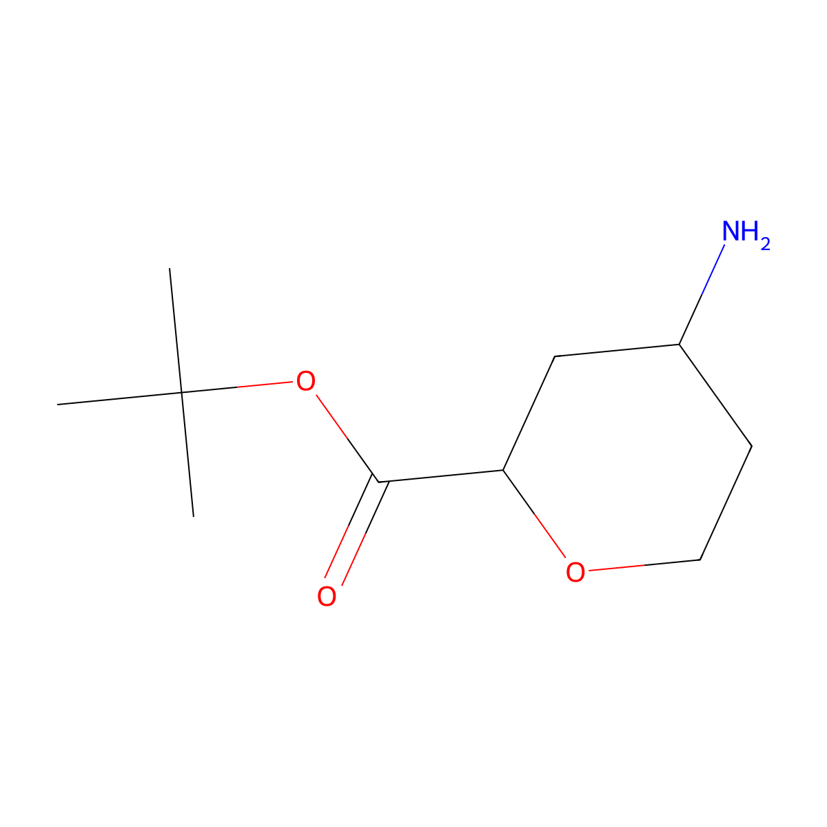 Tert-butyl 4-aminooxane-2-carboxylate molecular structure, CAS 2166559-46-0