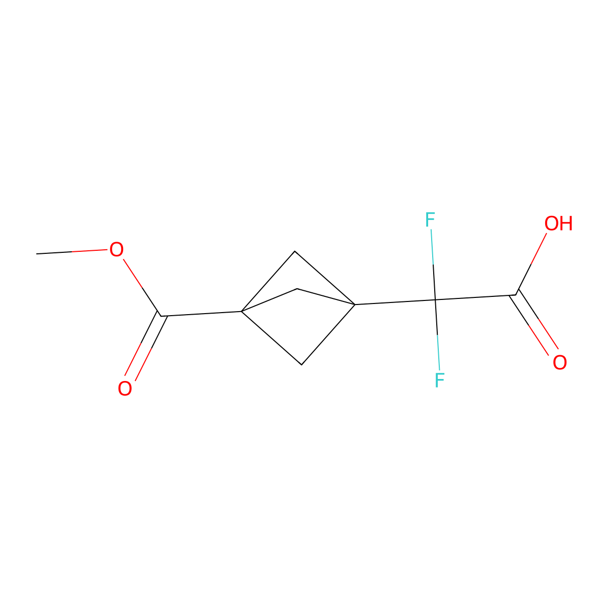 2,2-Difluoro-2-(3-(methoxycarbonyl)bicyclo[1.1.1]pentan-1-yl)acetic acid molecular structure, CAS 2166577-94-0