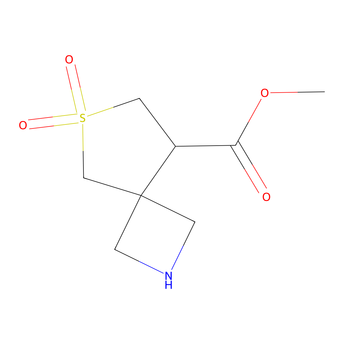 Methyl 6,6-dioxo-6lambda6-thia-2-azaspiro[3.4]octane-8-carboxylate molecular structure, CAS 2166578-71-6