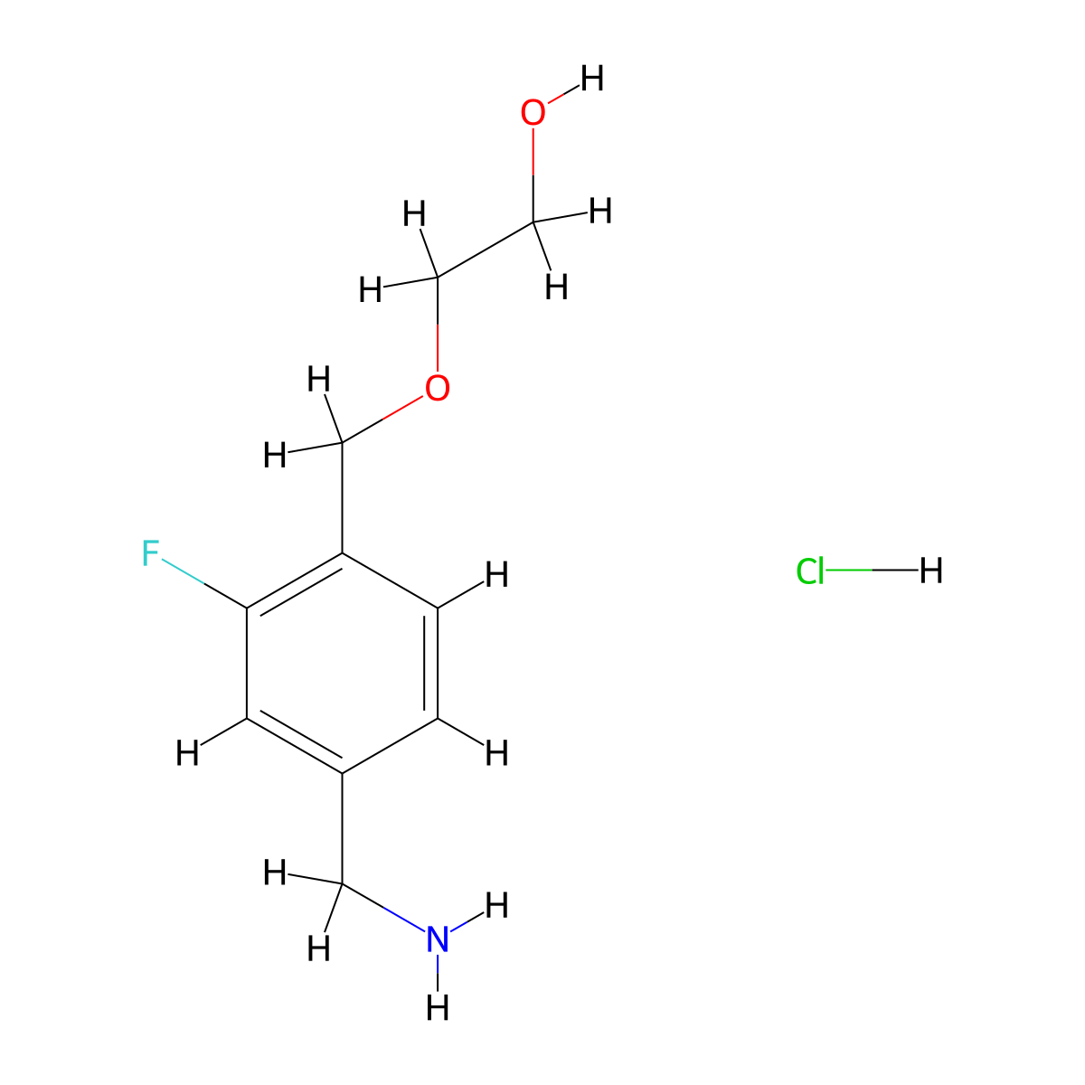 2-((4-(Aminomethyl)-2-fluorophenyl)methoxy)ethan-1-ol hydrochloride molecular structure, CAS 2166608-45-1