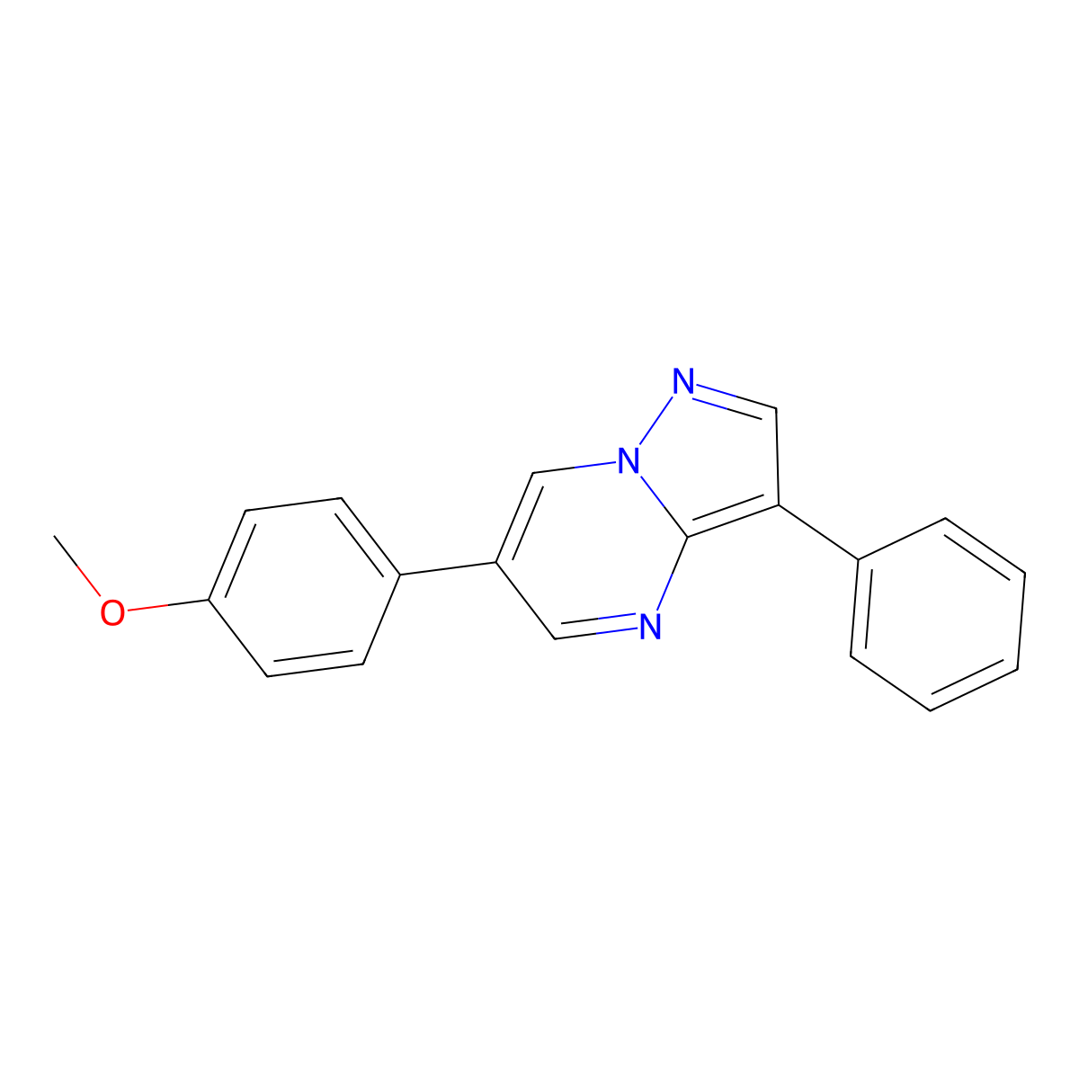 6-(4-Methoxy-phenyl)-3-phenyl-pyrazolo[1,5-a]pyrimidine molecular structure, CAS 216661-54-0