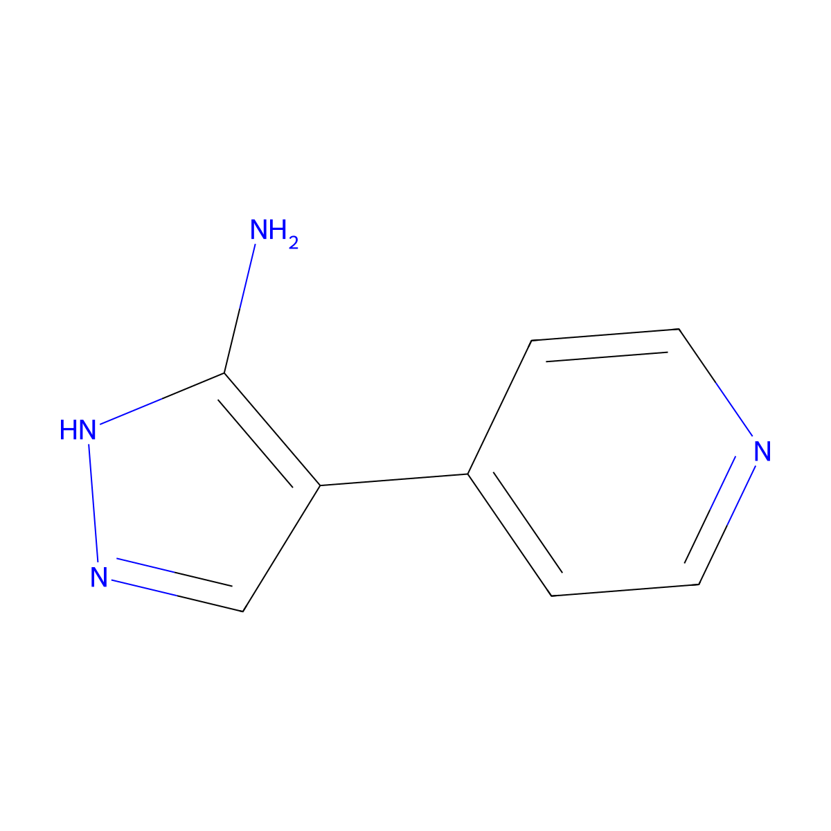 4-Pyridin-4-yl-2H-pyrazol-3-ylamine molecular structure, CAS 216661-87-9