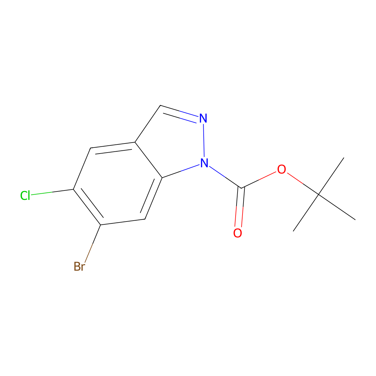 tert-Butyl6-bromo-5-chloro-1H-indazole-1-carboxylate molecular structure, CAS 2166619-25-4