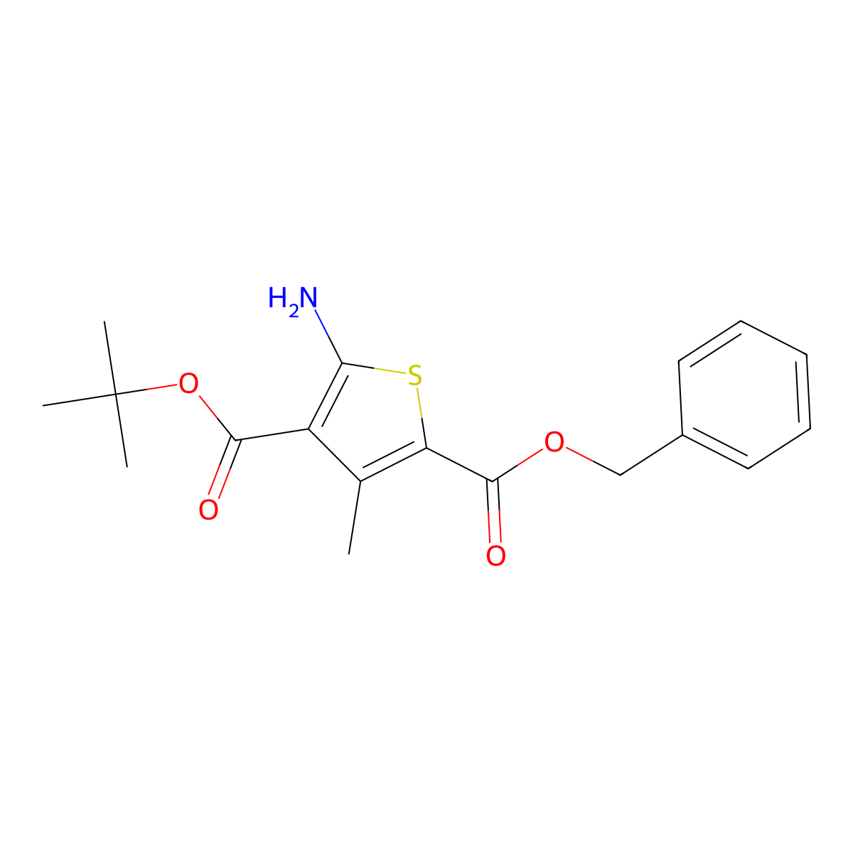 2-Benzyl 4-tert-Butyl 5-amino-3-methylthiophene-2,4-dicarboxylate molecular structure, CAS 216663-40-0